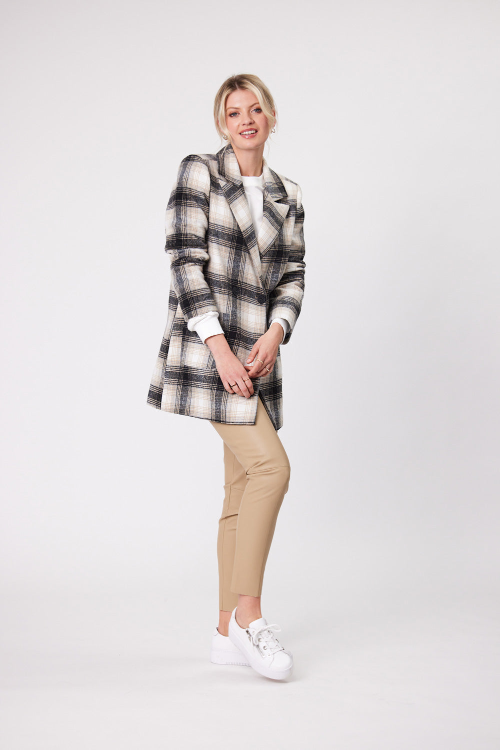 Jenny Coat LTD146 - Neutral Tartan - Due April