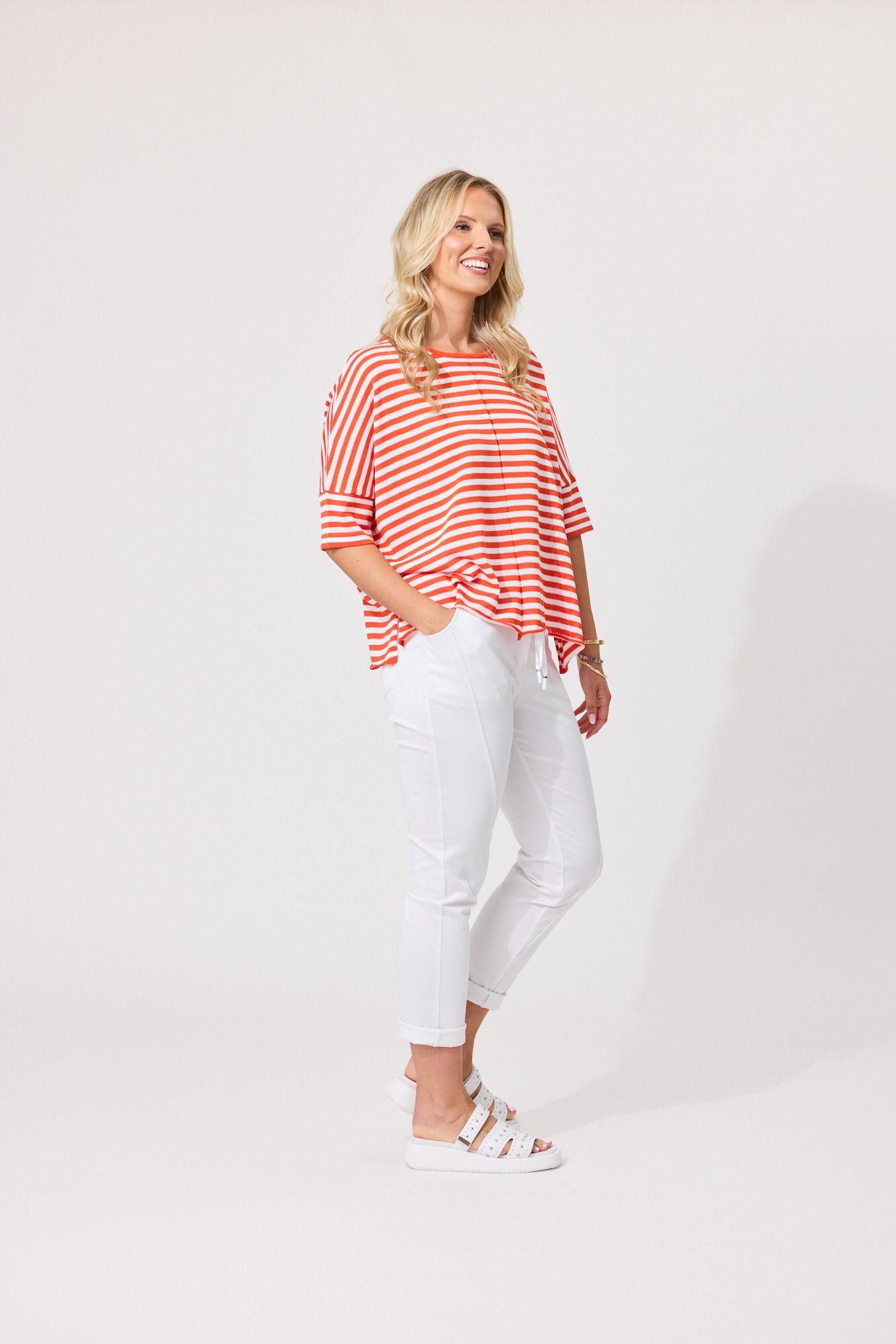 Candela Knit - Orange-White