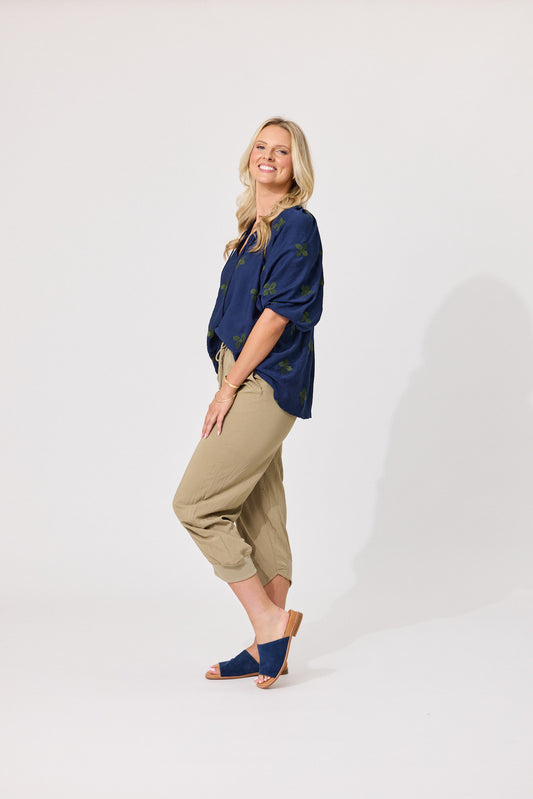 Gianna Top - Navy Clover