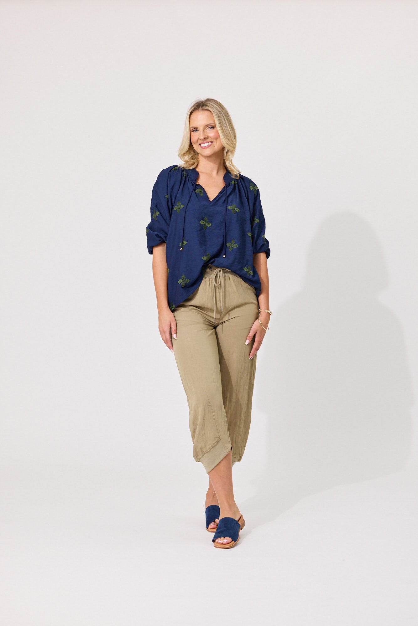 Gianna Top - Navy Clover