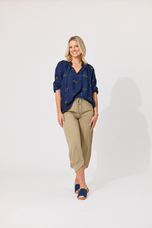 Gianna Top - Navy Clover