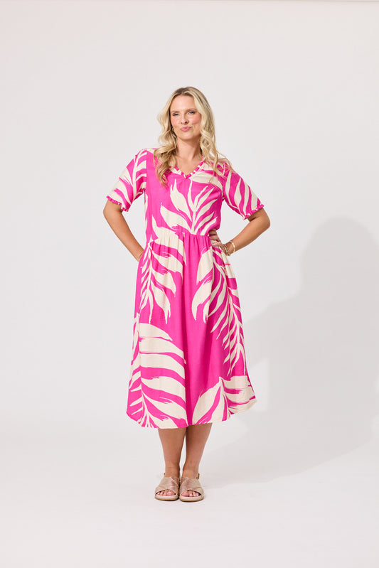 Marissa Dress in Floral Fuchsia