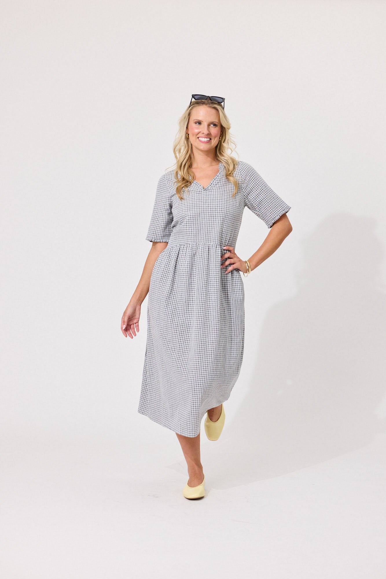 Marissa Dress - Grey & White Check