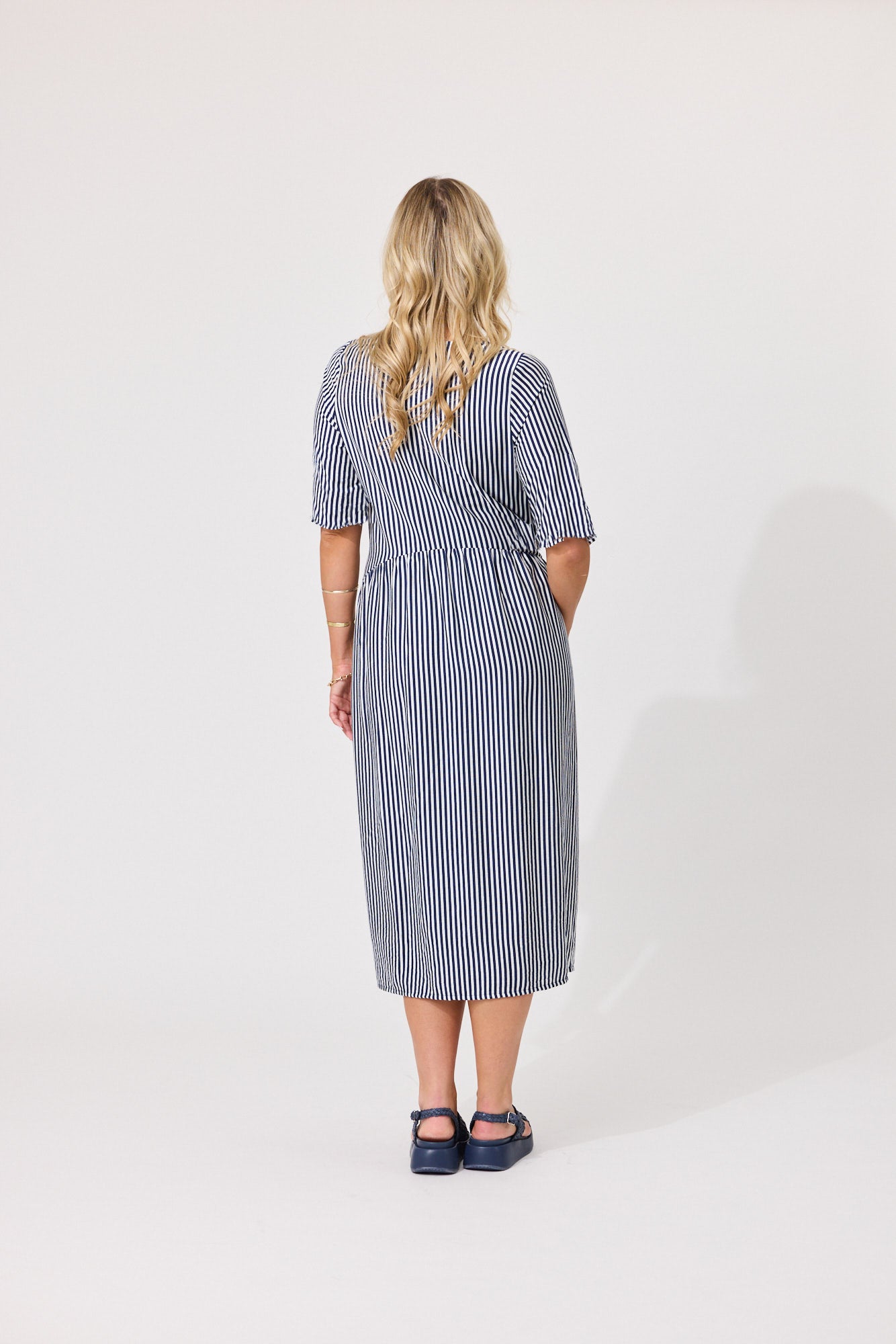 Madonna Dress - Navy Stripes