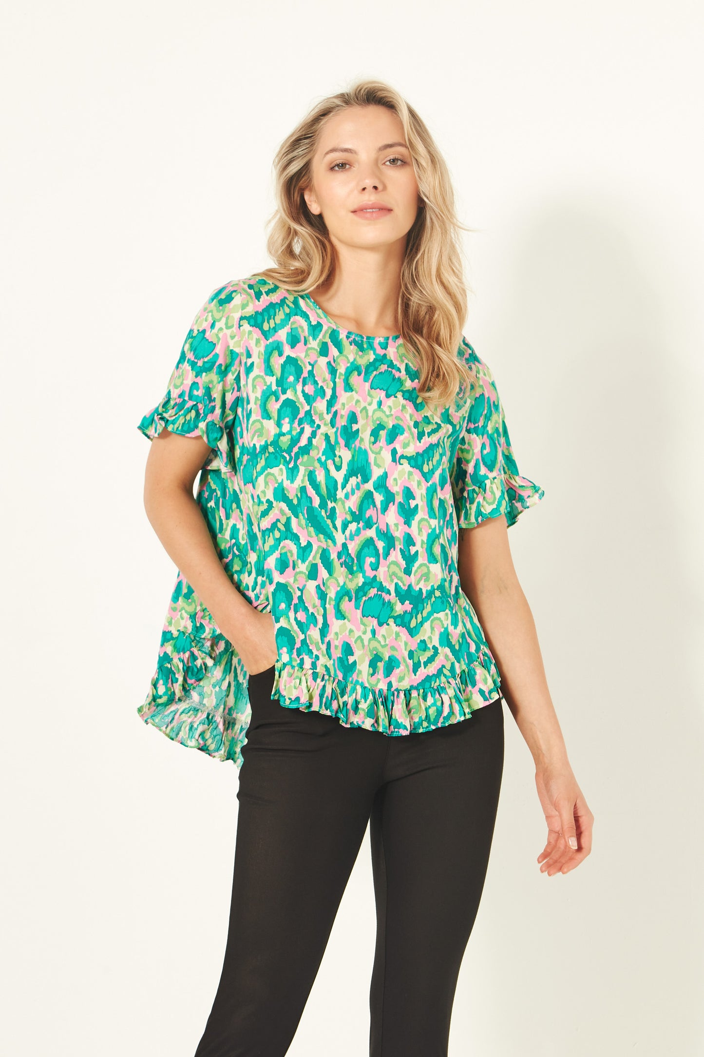 Lemon Tree - Madelaine Top - LT904 - Teal Print - 40% Off