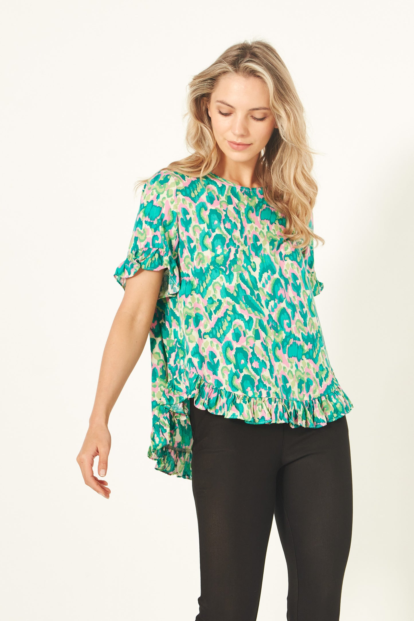 Lemon Tree - Madelaine Top - LT904 - Teal Print - 40% Off