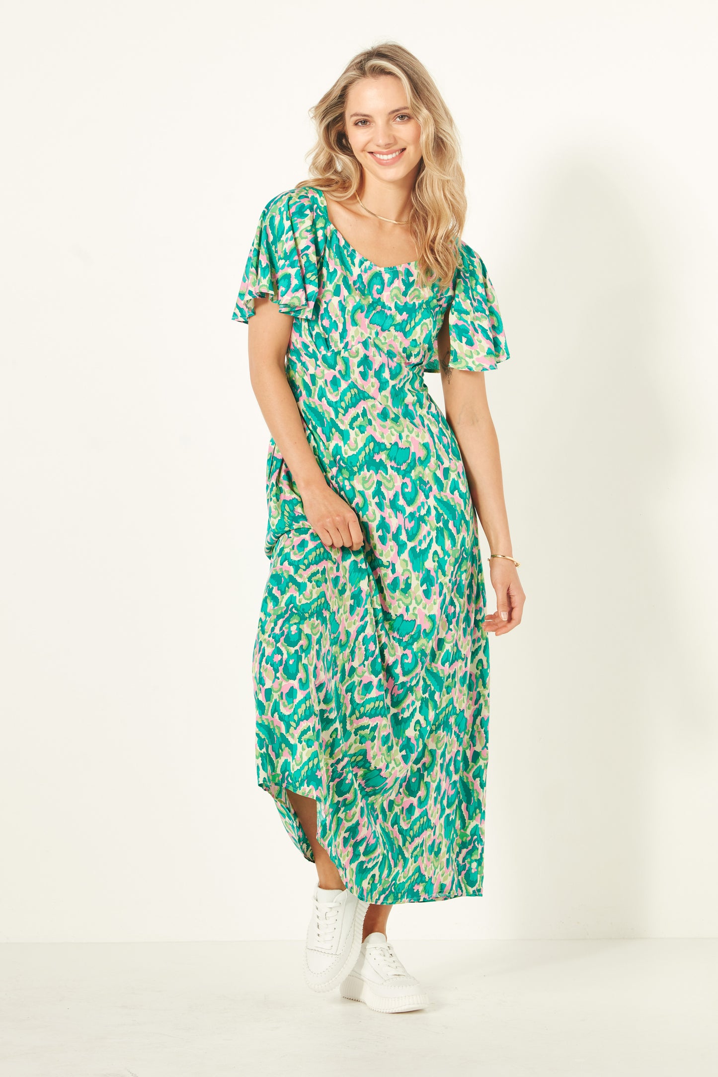 Lemon Tree - Sylvia Dress - LT938 - Teal Print $99 XMAS DRESS SPECIAL