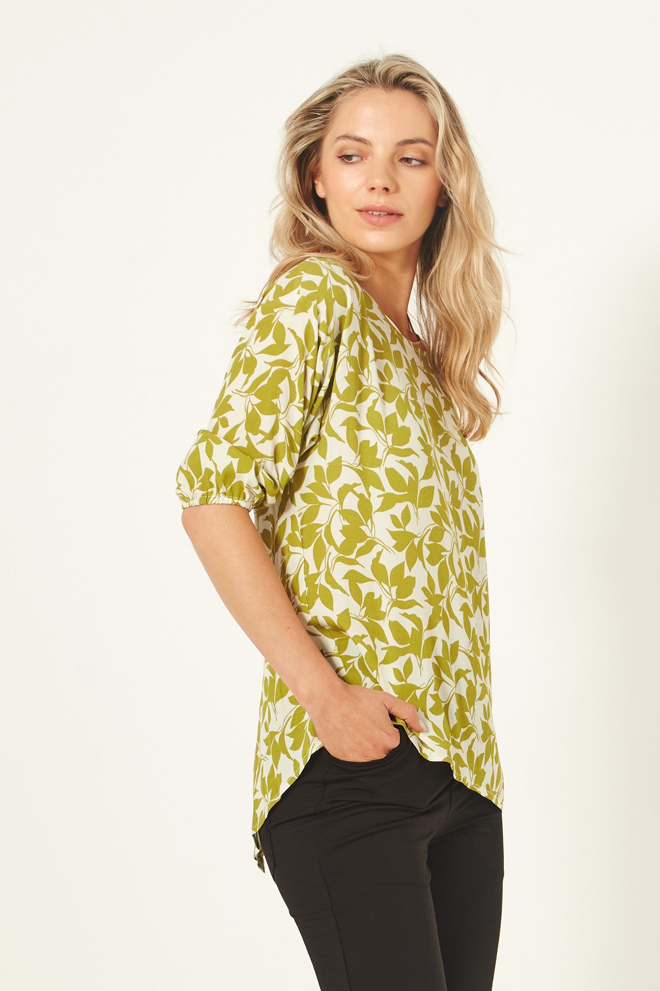 Lemon Tree - Sybil Top - LT903 - Lime Print - 50% Off