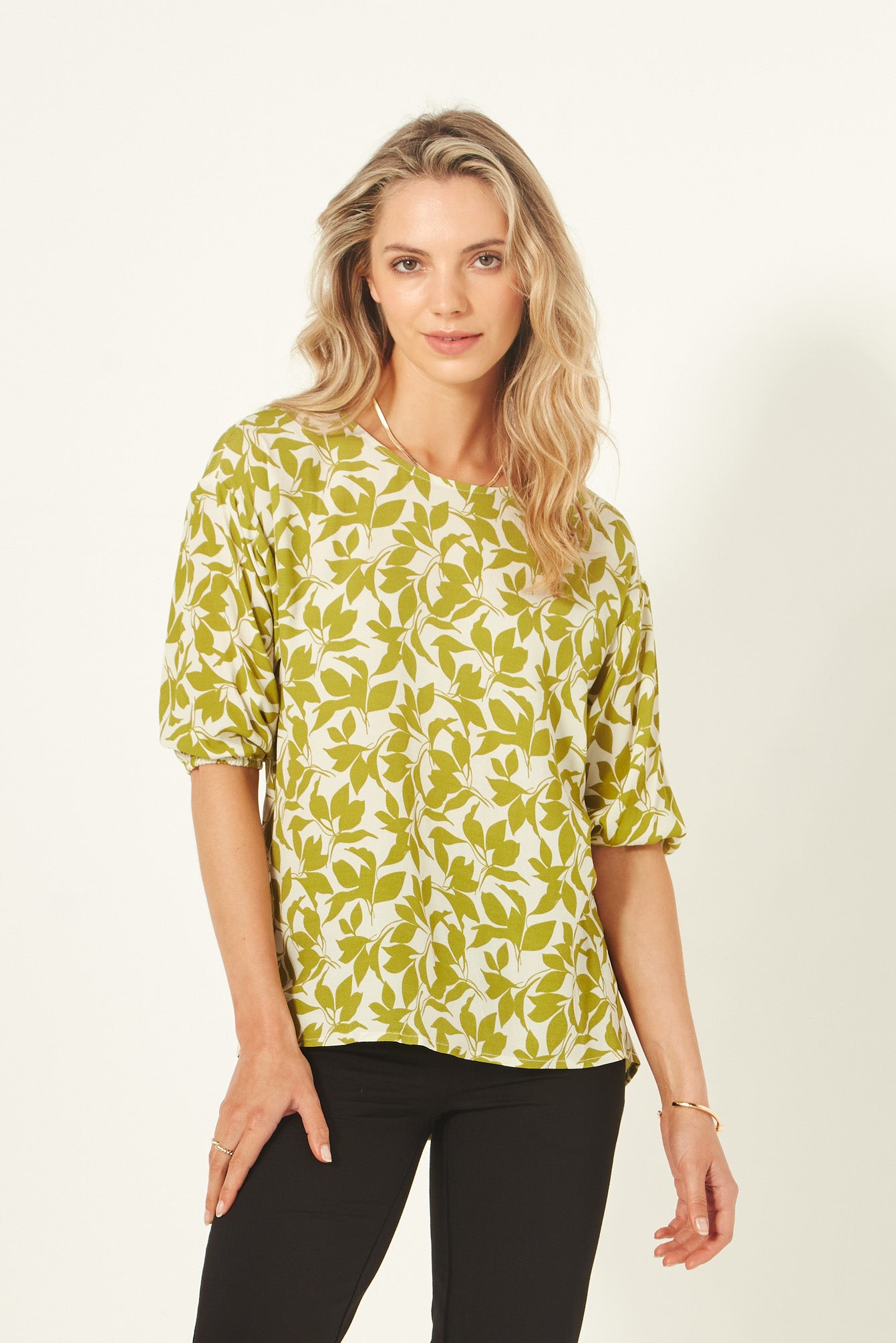 Lemon Tree - Sybil Top - LT903 - Lime Print - 50% Off