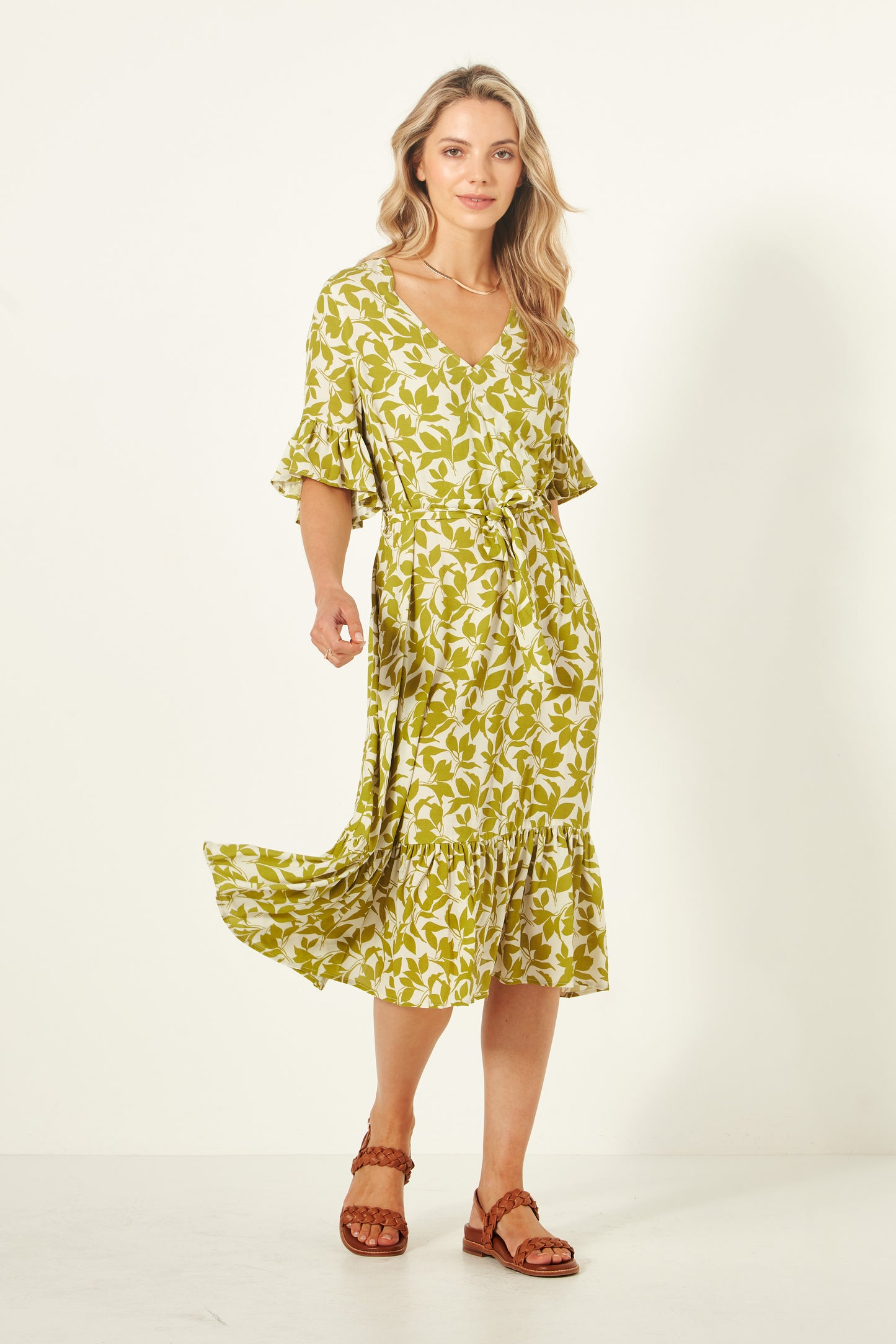 Lemon Tree - Carmen Dress - LT940 - Lime Print - $99 XMAS SPECIAL