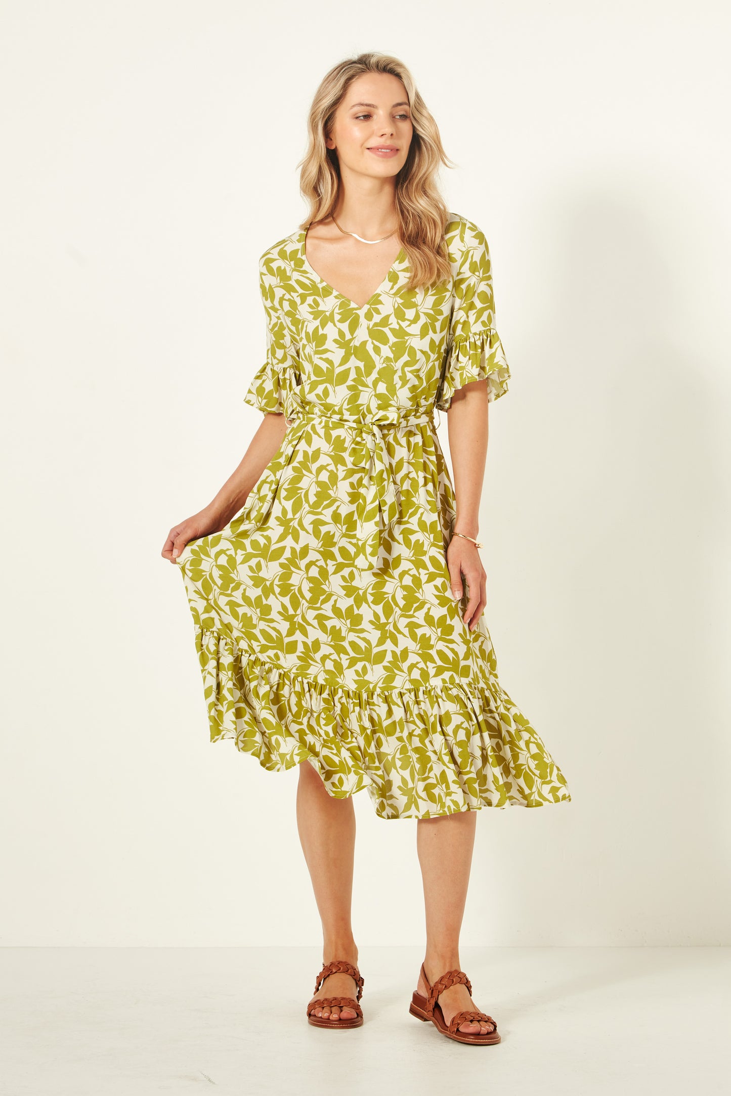 Lemon Tree - Carmen Dress - LT940 - Lime Print - $99 XMAS SPECIAL