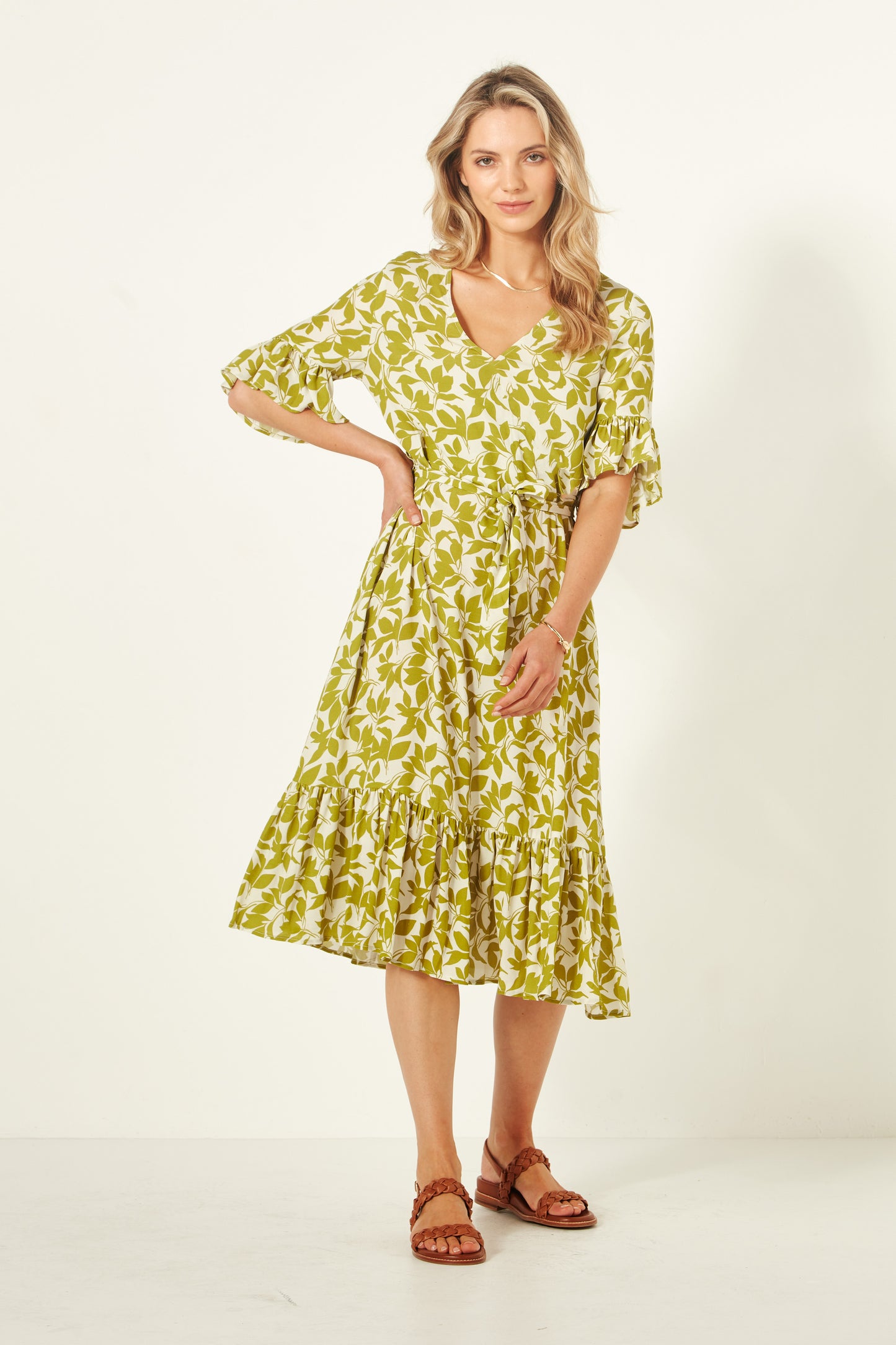 Lemon Tree - Carmen Dress - LT940 - Lime Print - $99 XMAS SPECIAL