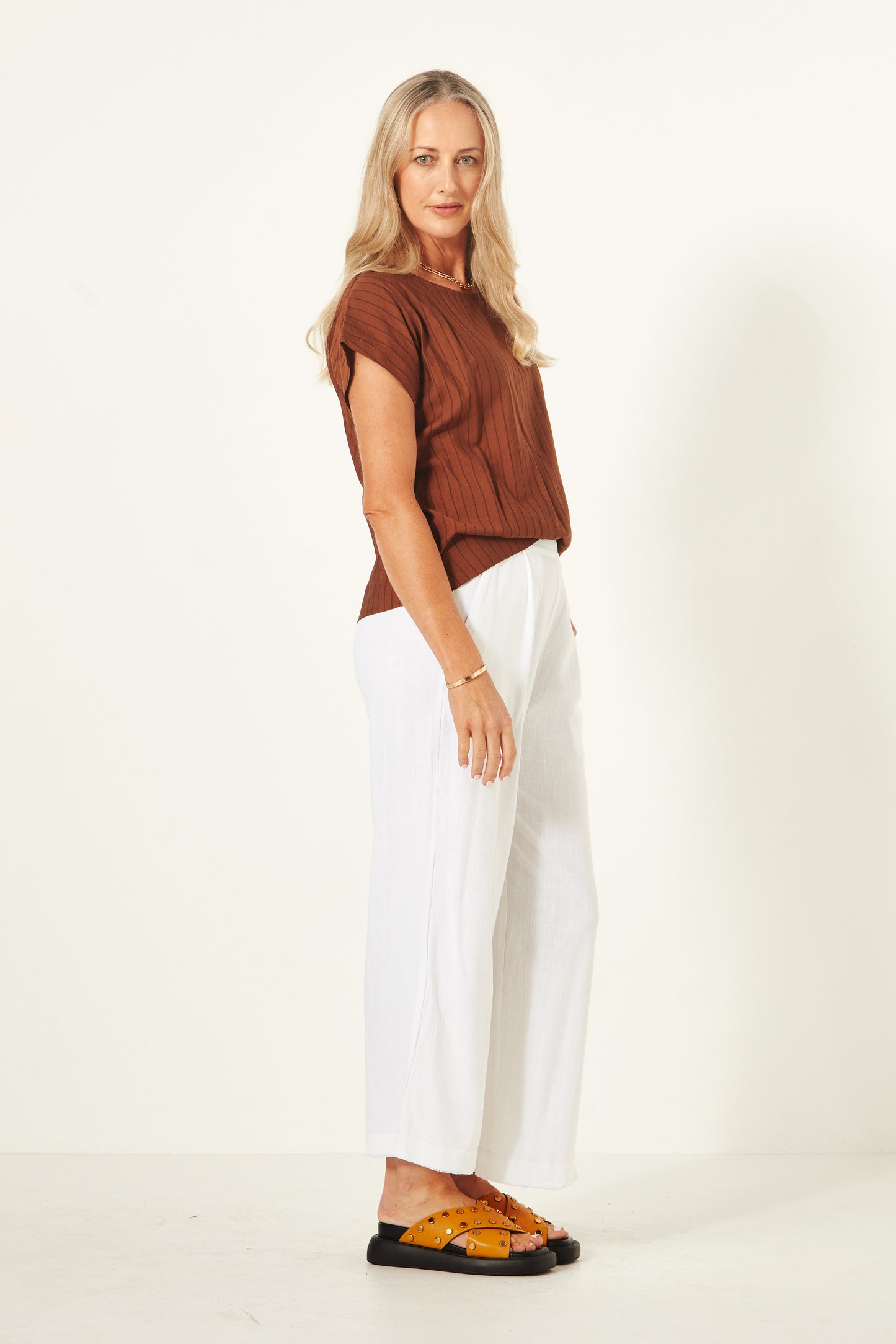 Lemon Tree - Jimena Pant - LT909 - Cream Linen Mix - Frayed Edging - 40% Off