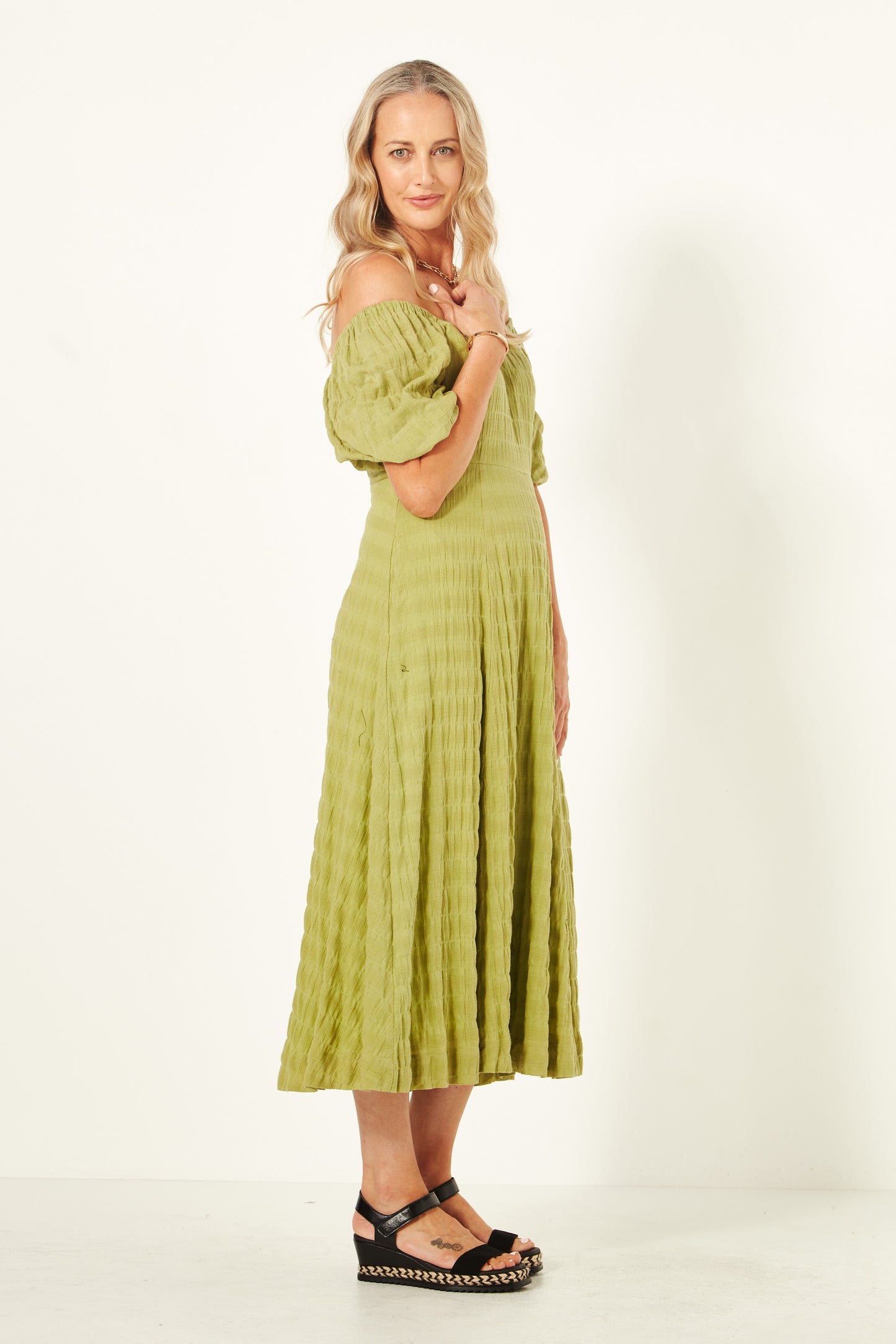 Lemon Tree - Senita Dress - LT943 -  Cotton Dress Avocado