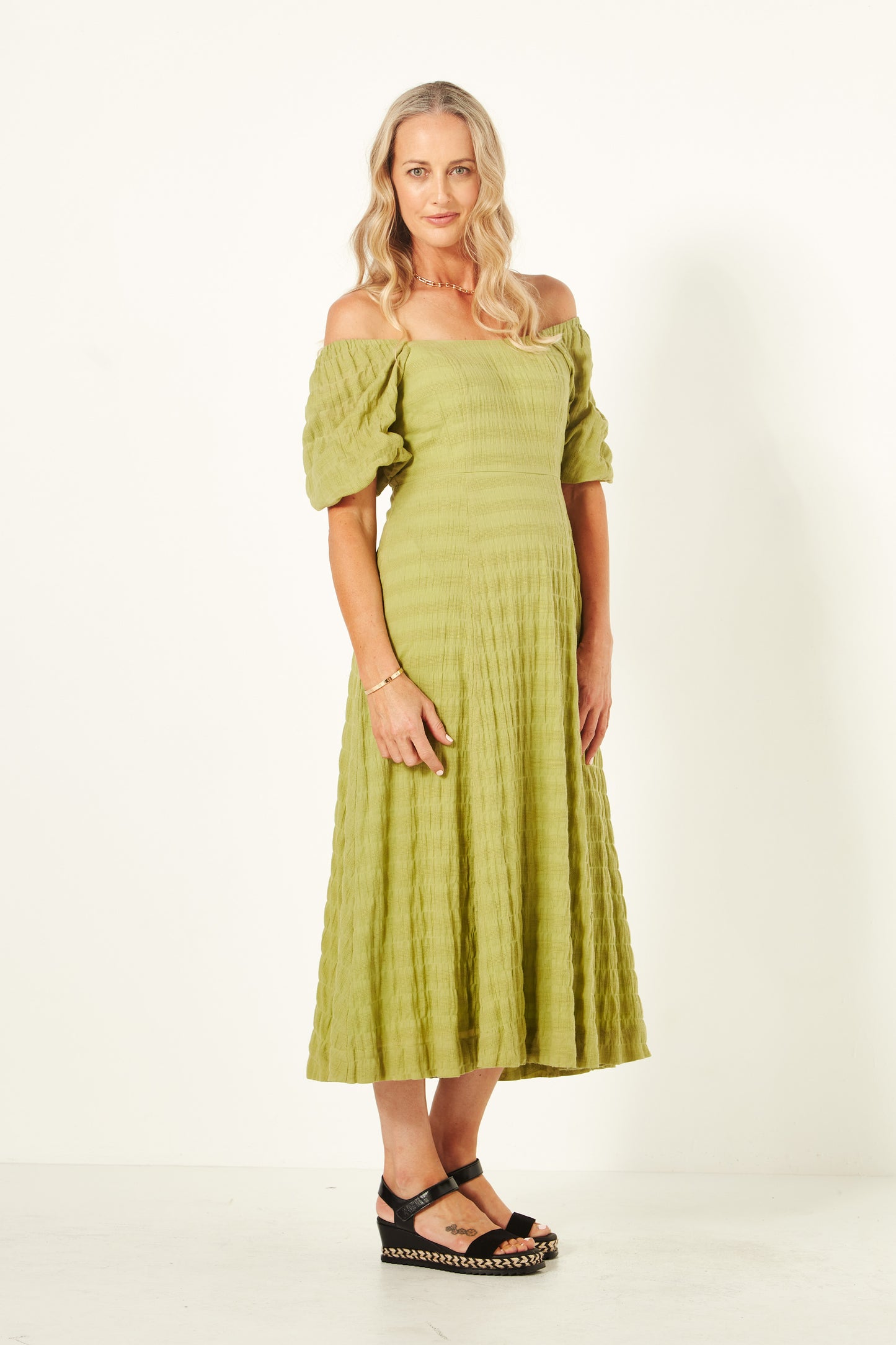 Lemon Tree - Senita Dress - LT943 -  Cotton Dress Avocado - 50% Off