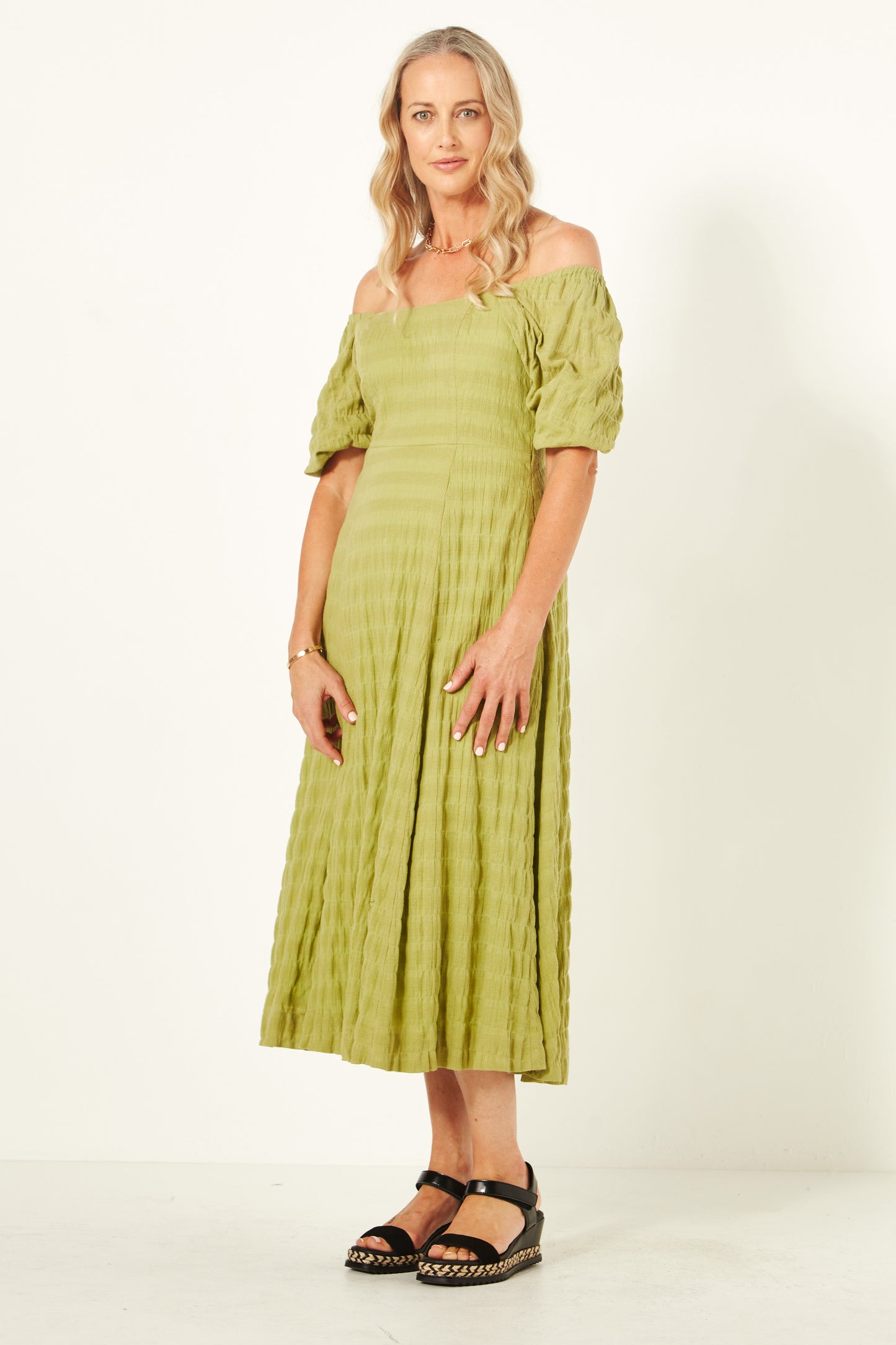 Lemon Tree - Senita Dress - LT943 -  Cotton Dress Avocado