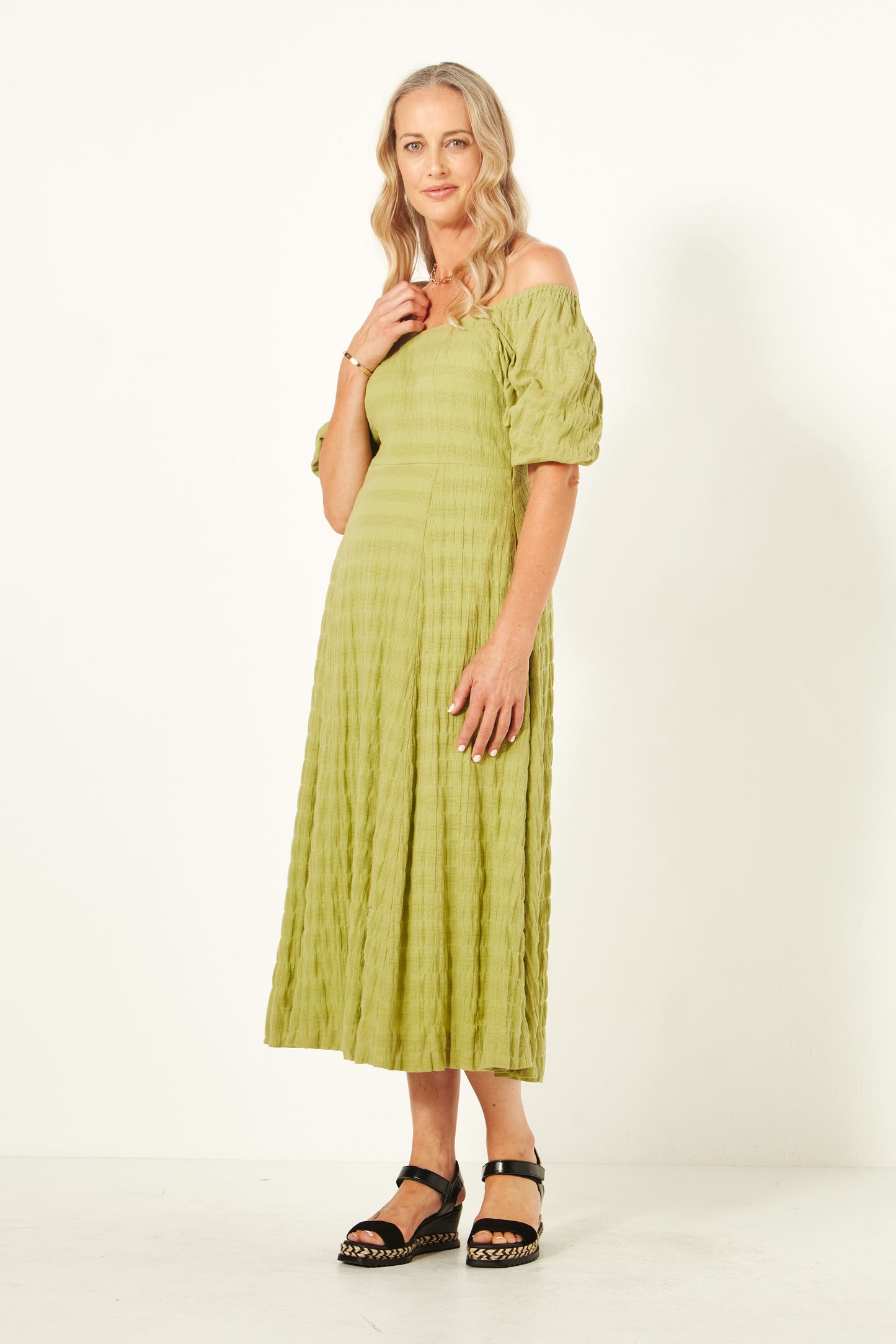 Lemon Tree - Senita Dress - LT943 -  Cotton Dress Avocado