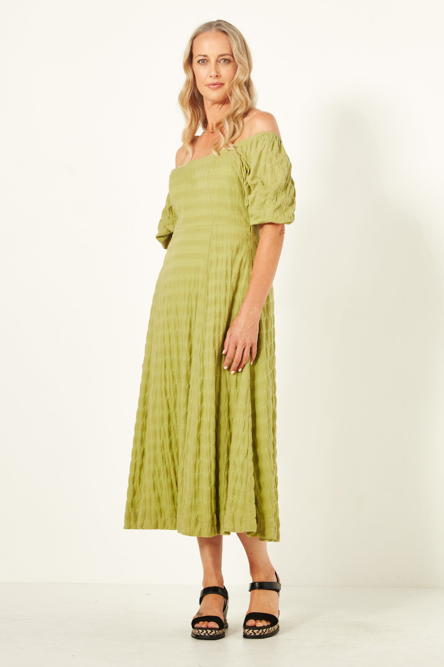 Lemon Tree - Senita Dress - LT943 -  Cotton Dress Avocado