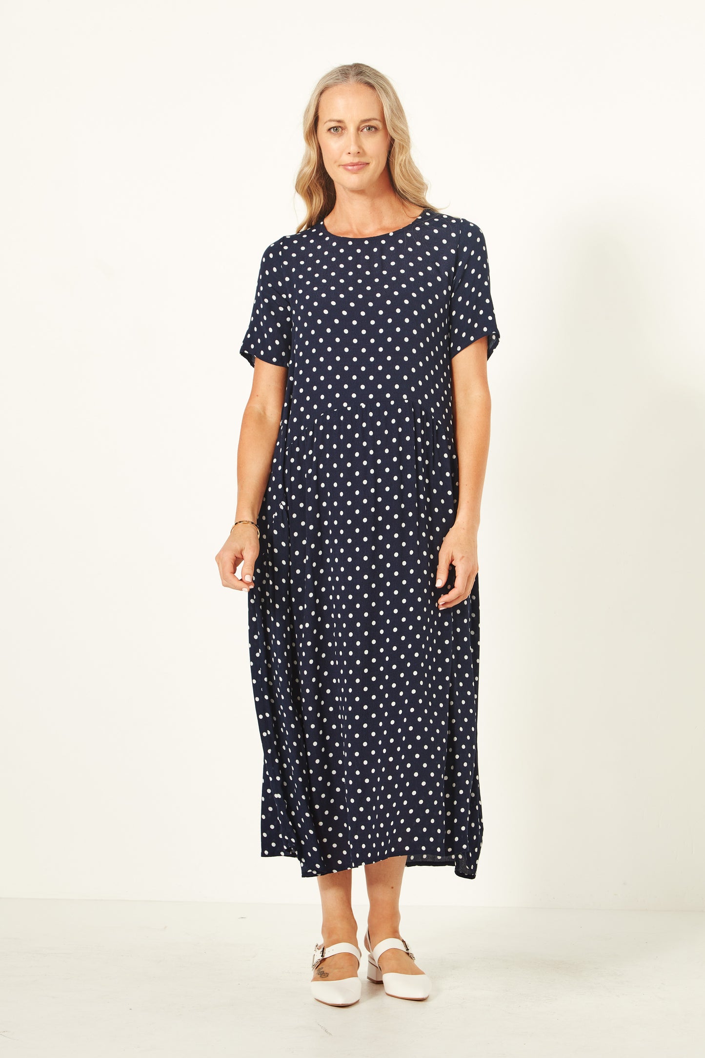 Lemon Tree - Monroe Dress - LT933 -  Navy Polka Dot