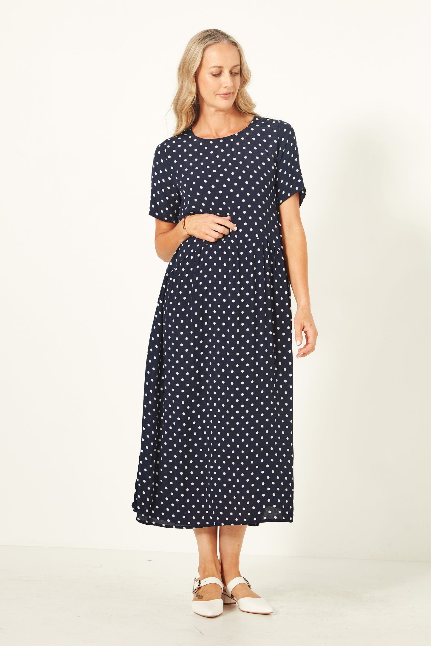 Lemon Tree - Monroe Dress - LT933 -  Navy Polka Dot