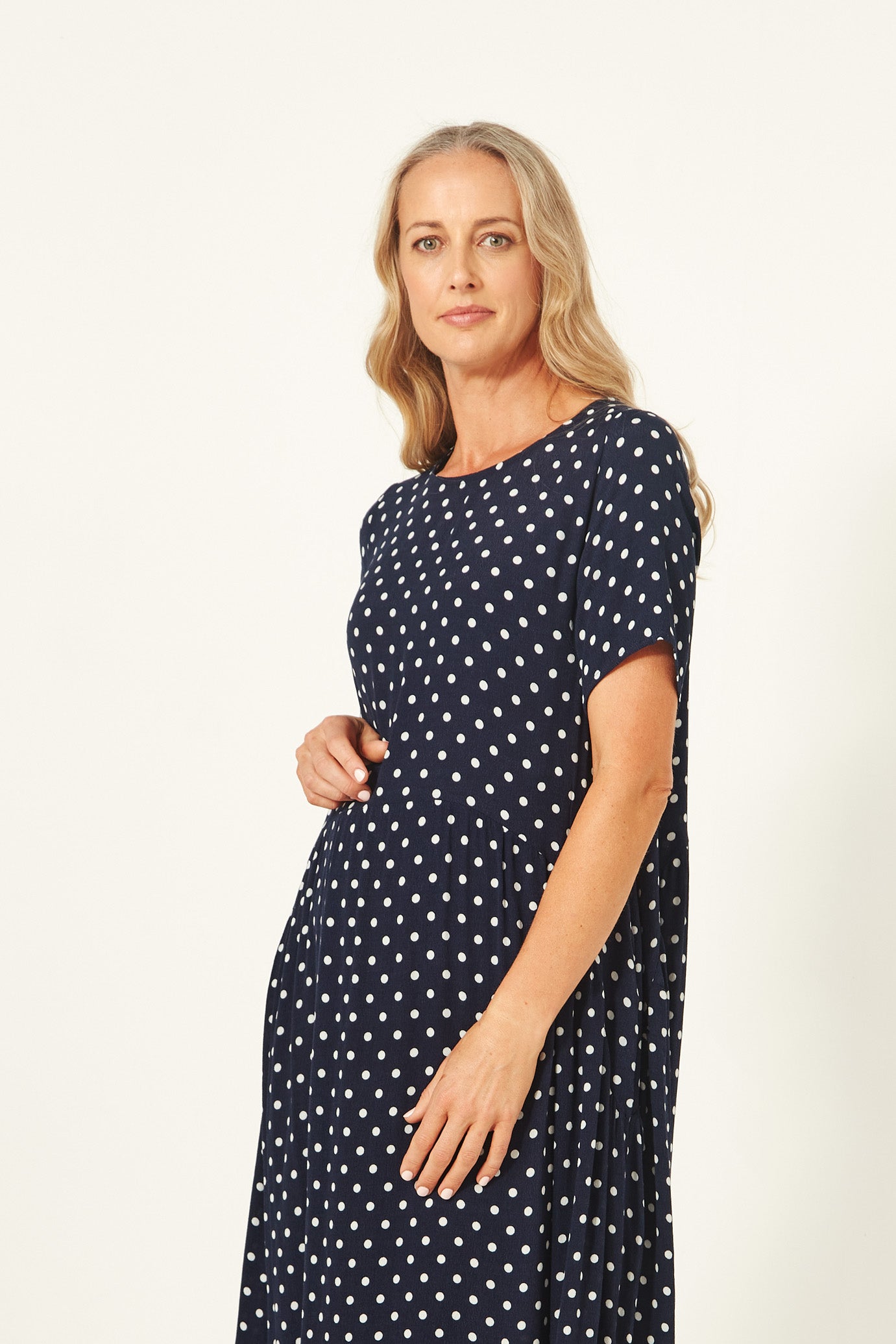 Lemon Tree - Monroe Dress - LT933 -  Navy Polka Dot