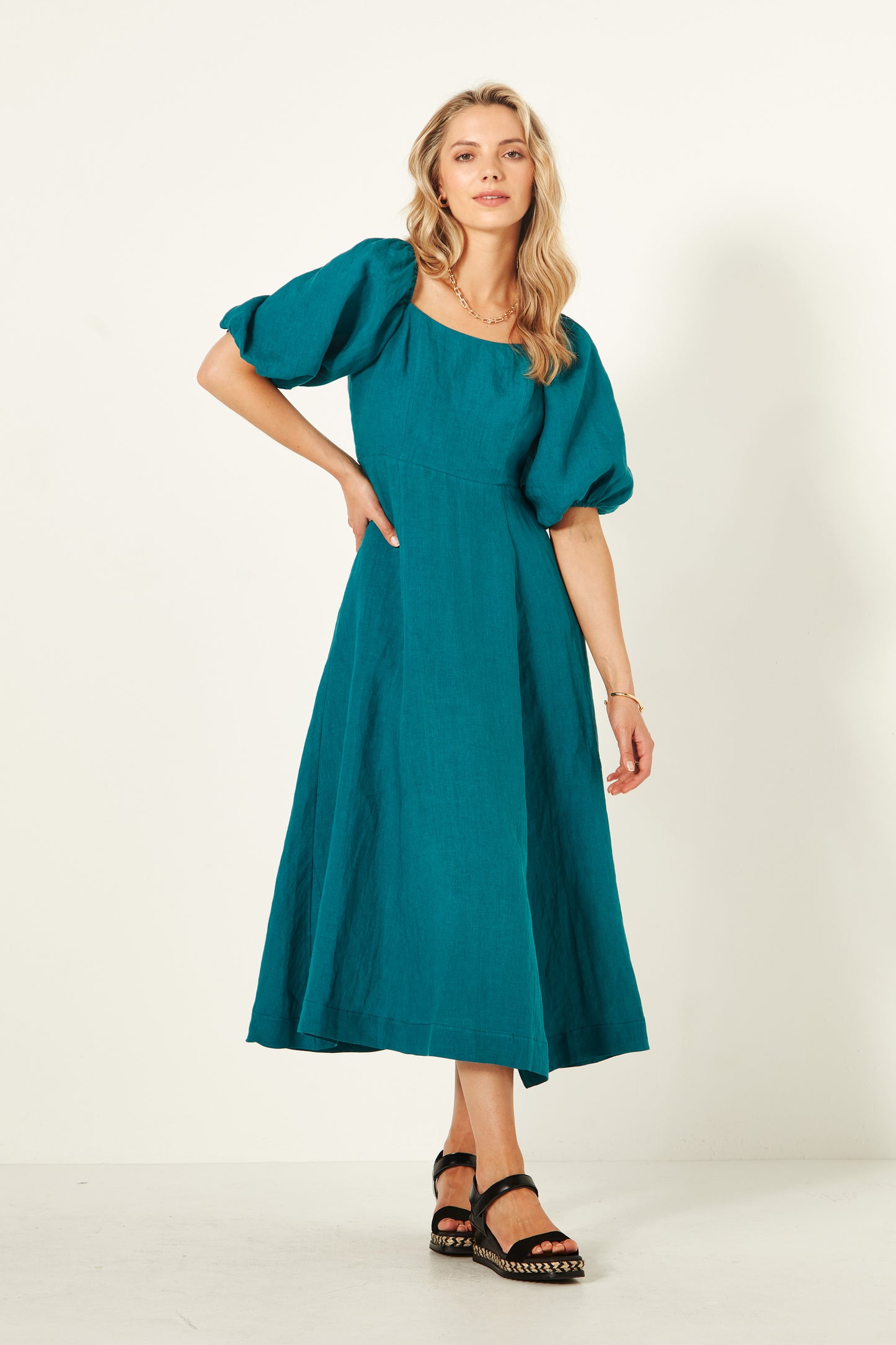 Lemon Tree - Senita Dress - LT943 - Teal - Linen