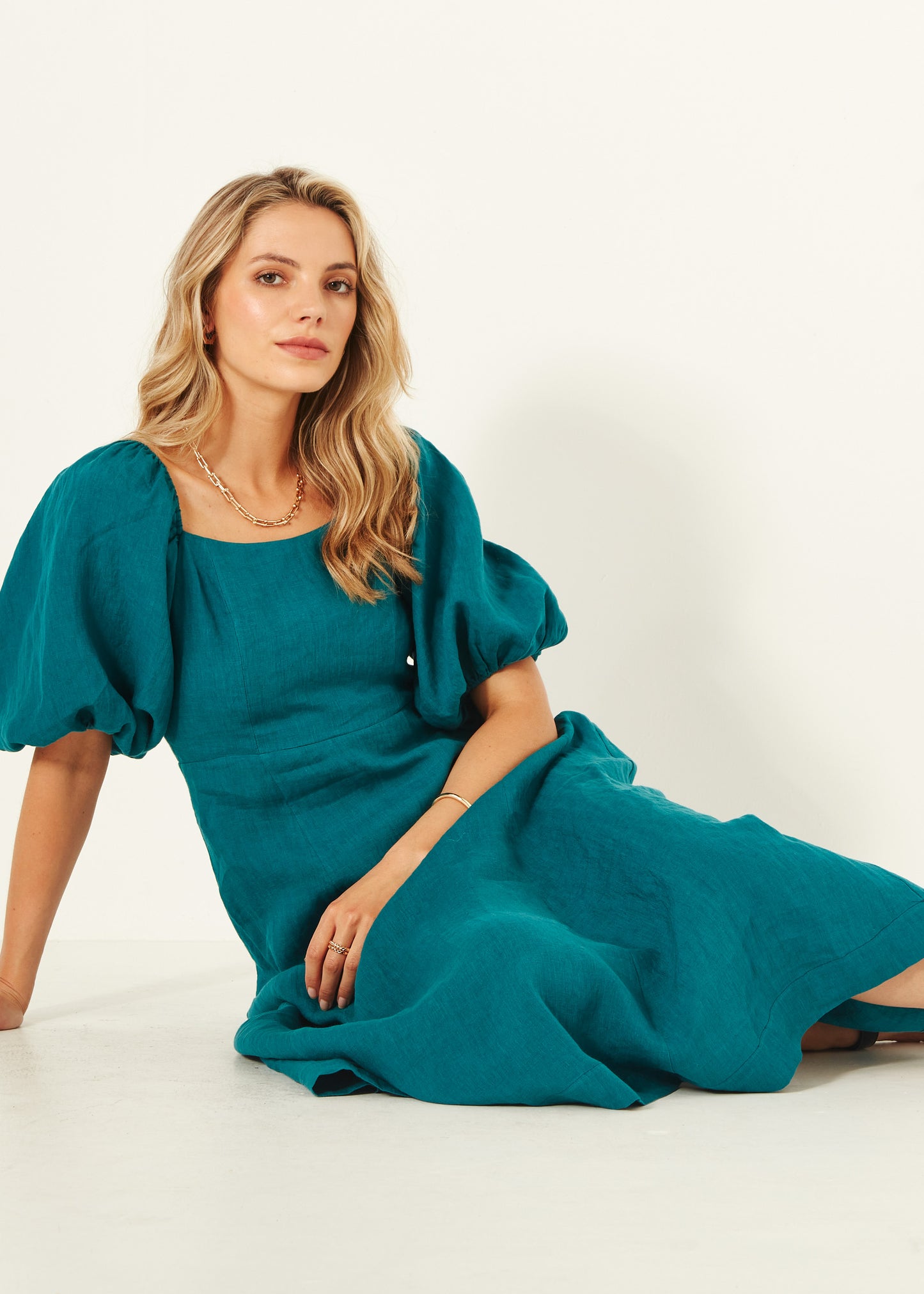 Lemon Tree - Senita Dress - LT943 - Teal - Linen