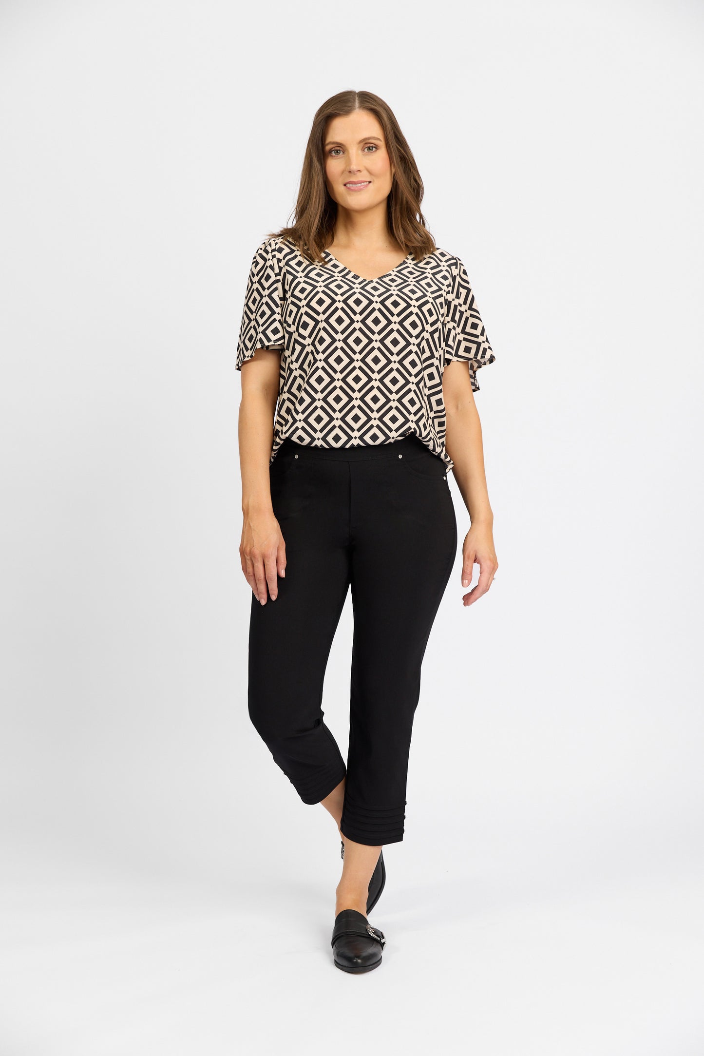 Macjays - Mercy Crop Pant with Diamantes in Faille - Black - M6245