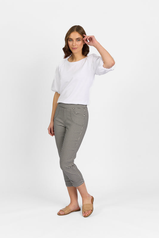 Mercy Crop Pant with Diamantes in Faille - Gingham