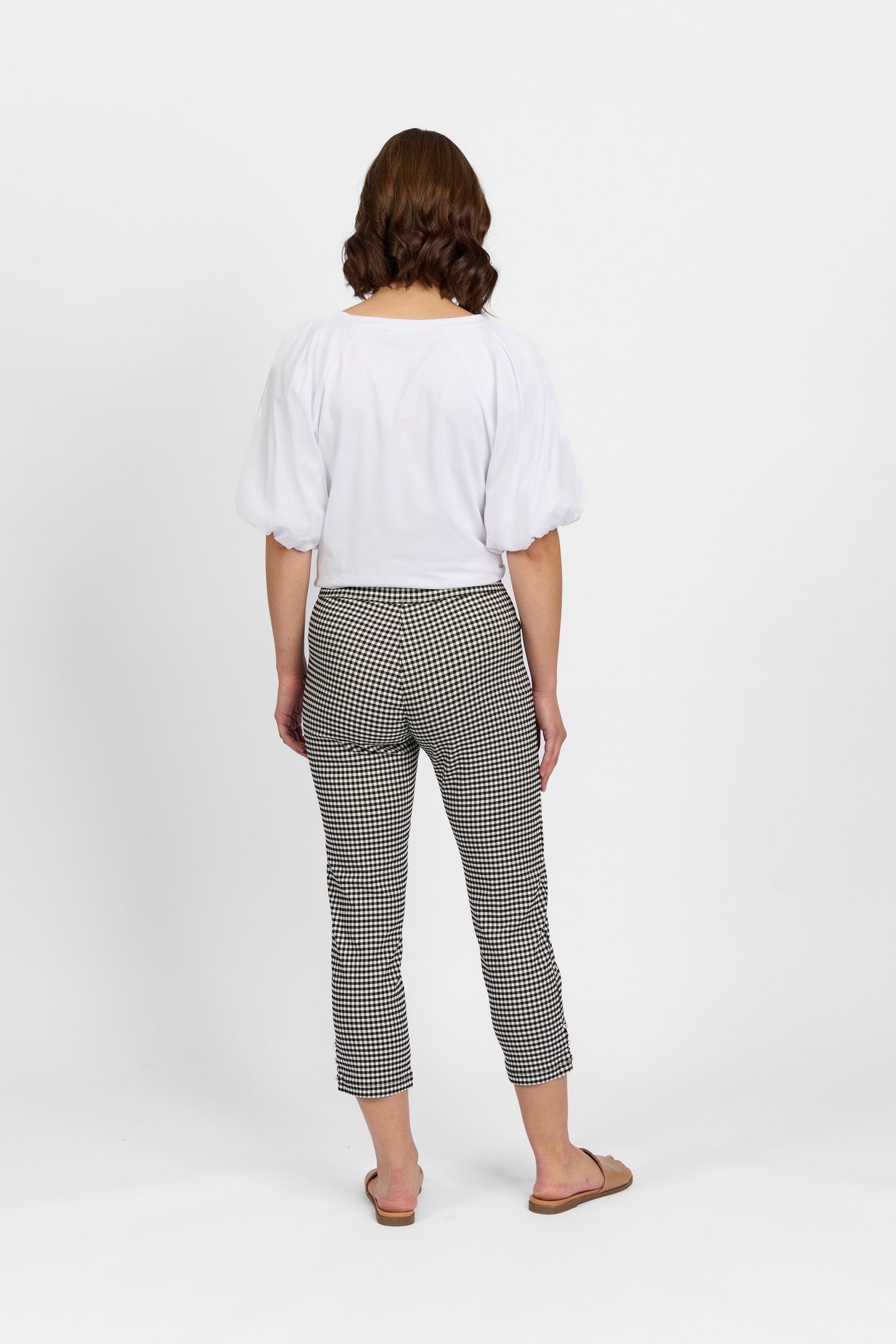 Mercy Crop Pant with Diamantes in Faille - Gingham