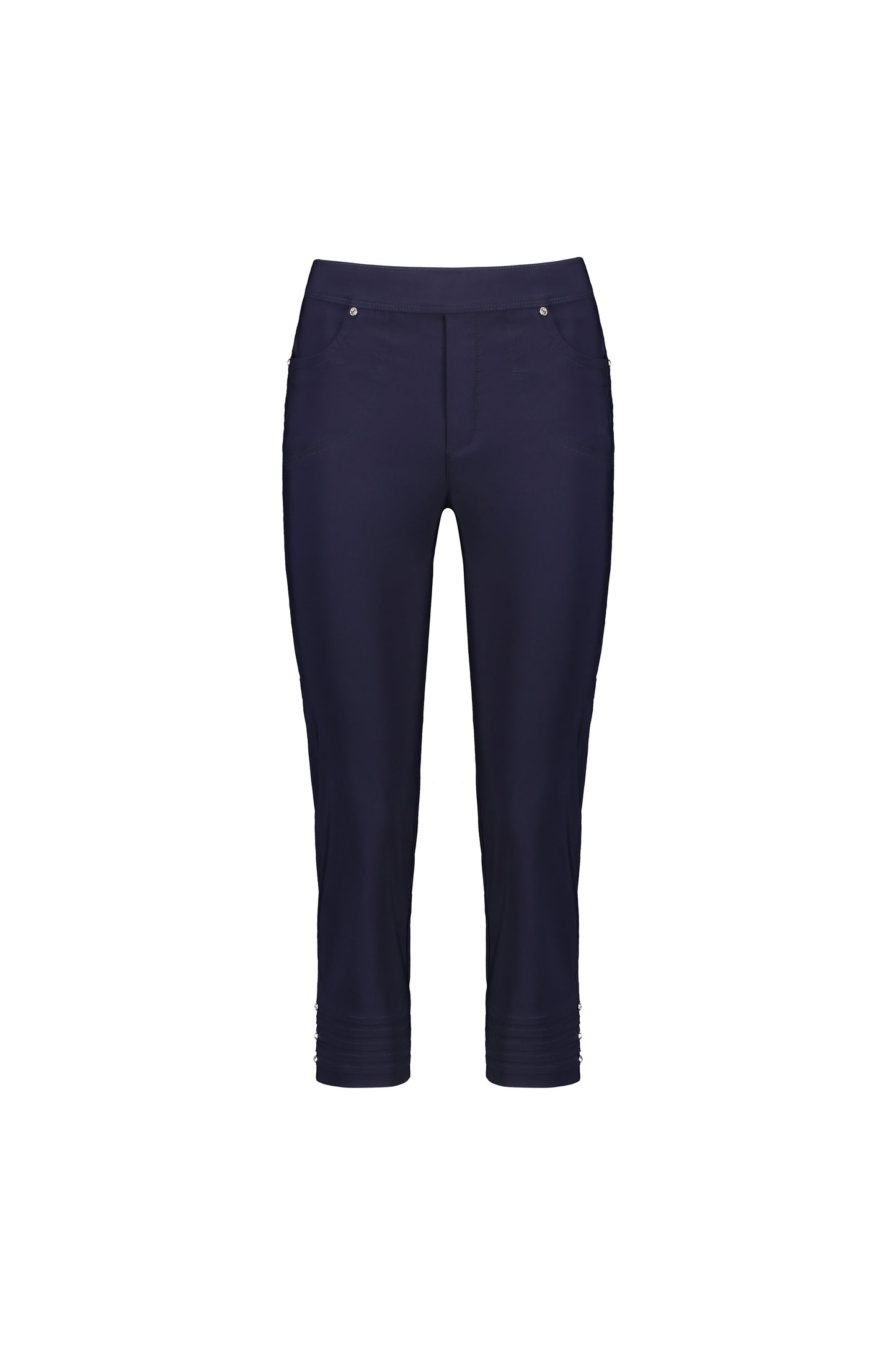 Macjays - Mercy Crop Pant with Diamantes in Faille - Navy - M6245