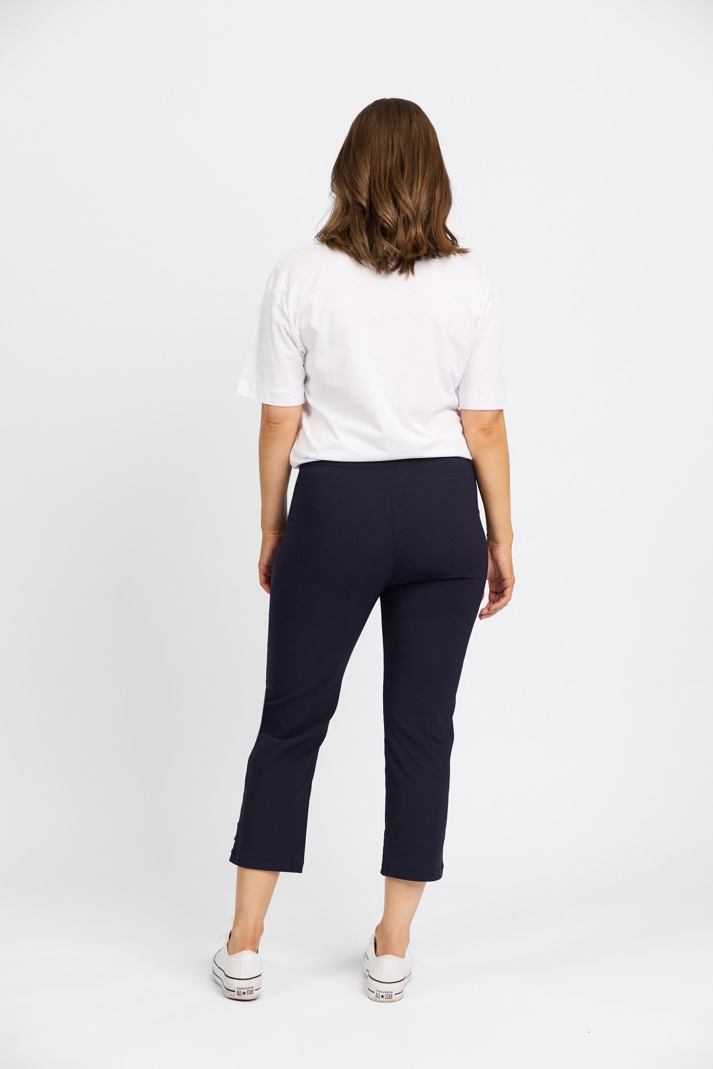 Macjays - Mercy Crop Pant with Diamantes in Faille - Navy - M6245