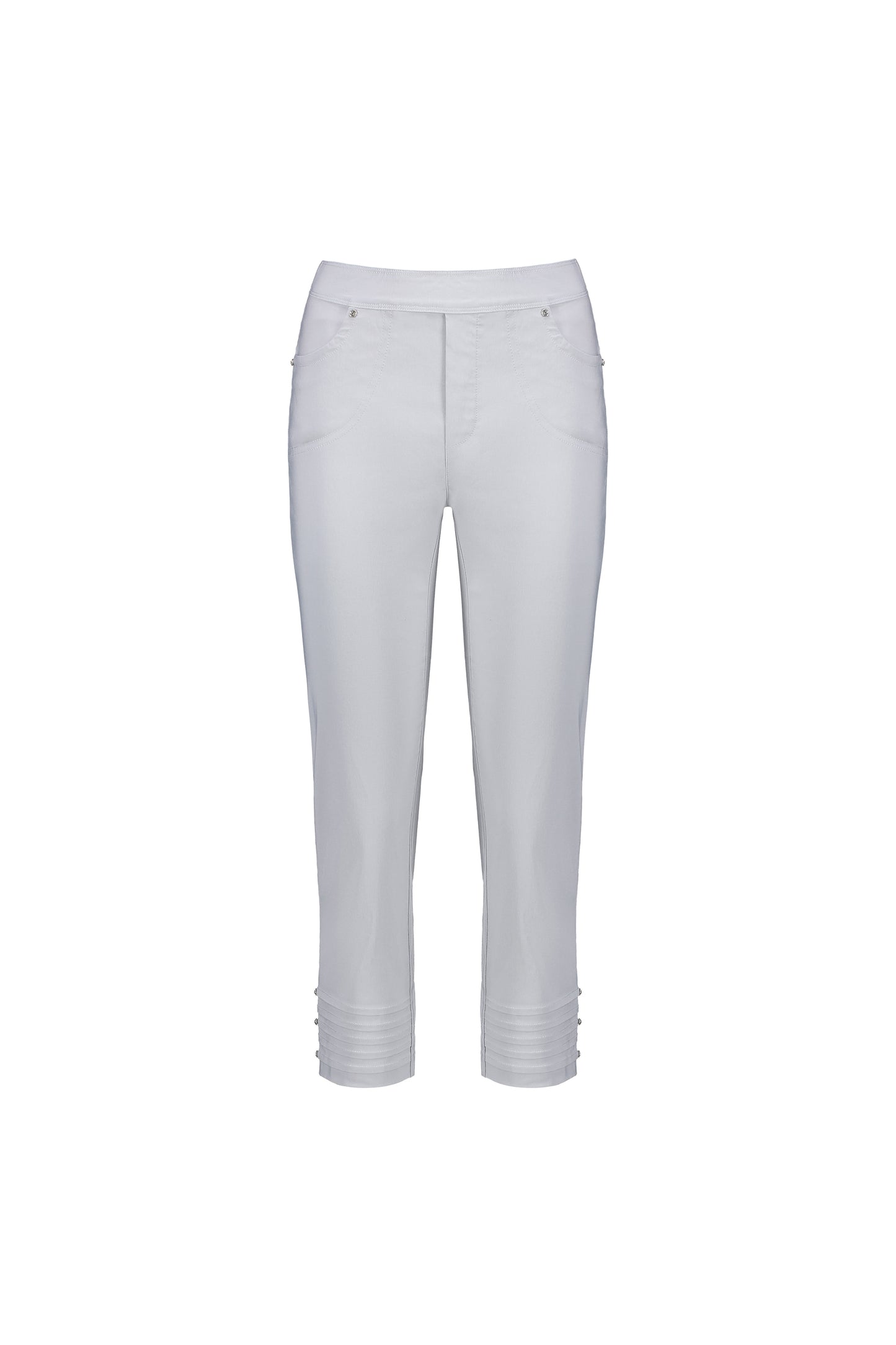 Macjays - Mercy Crop Pant with Diamantes in Faille - Silver - M6245