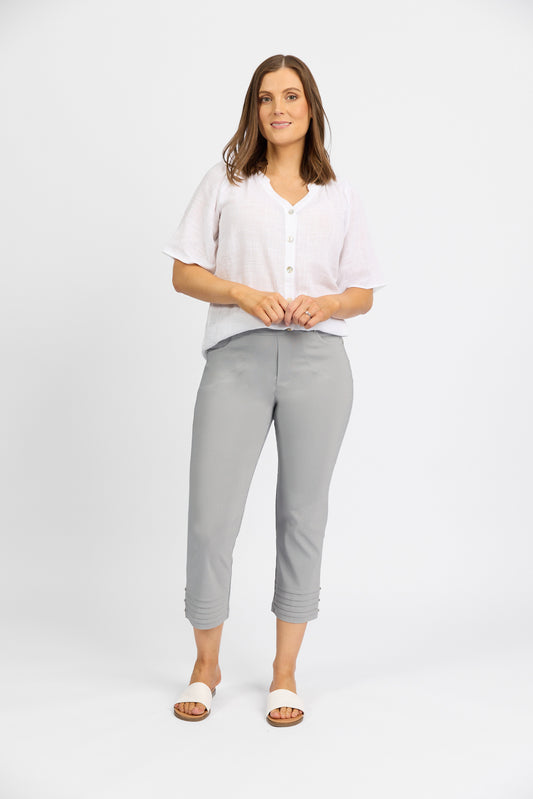 Mercy Crop Pant with Diamantes in Faille - Silver