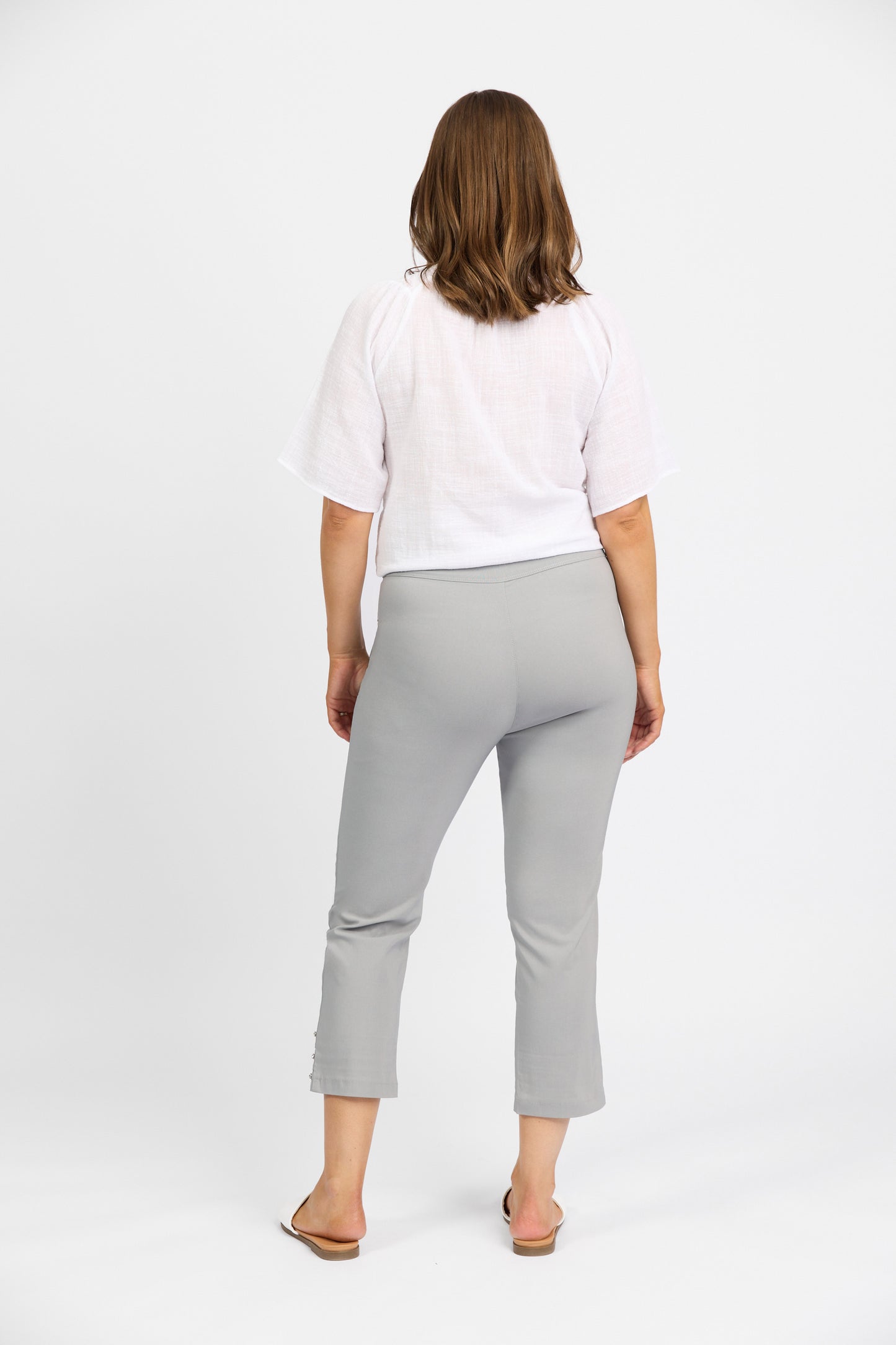 Macjays - Mercy Crop Pant with Diamantes in Faille - Silver - M6245