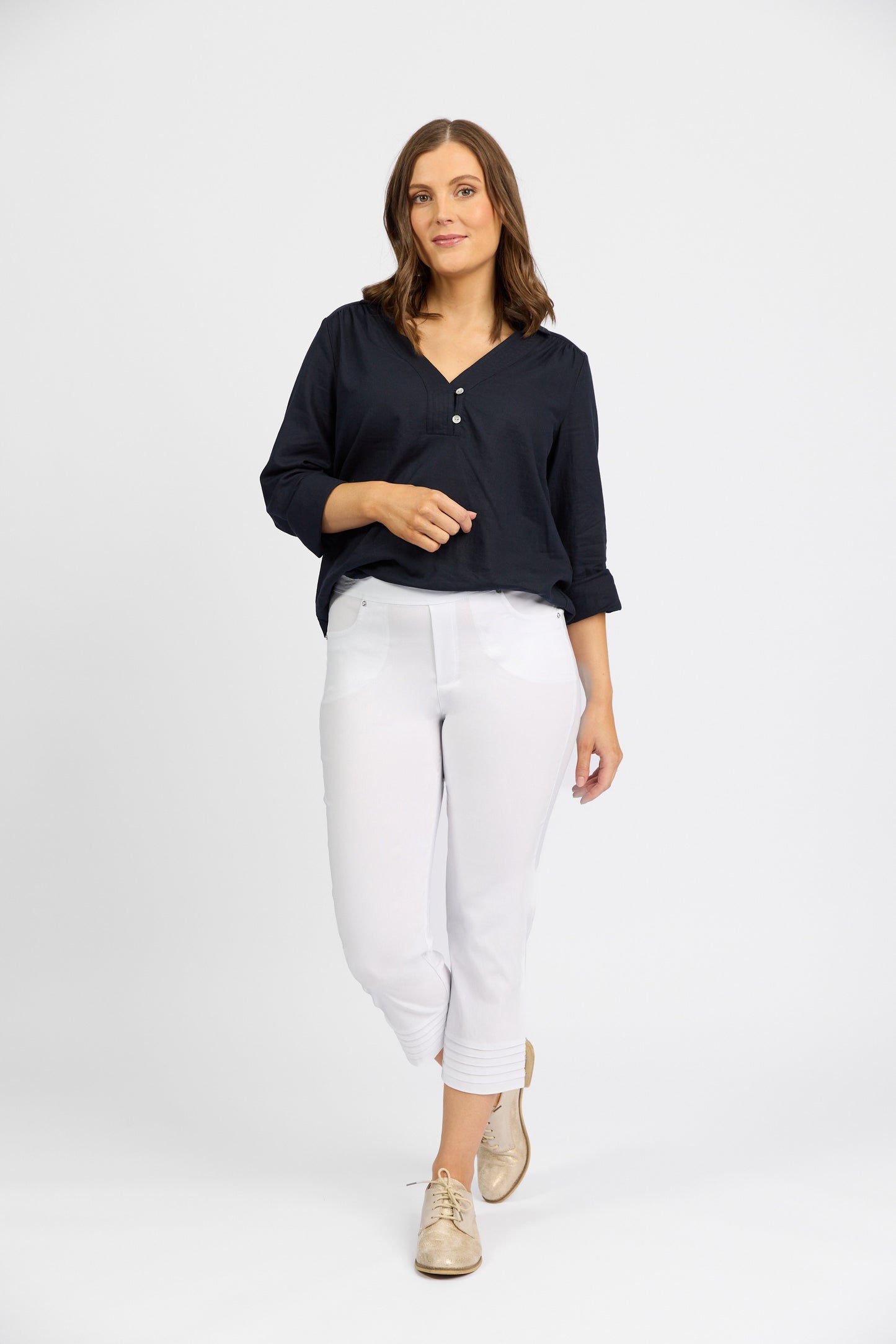 Macjays - Mercy Crop Pant with Diamantes in Faille - White - M6245