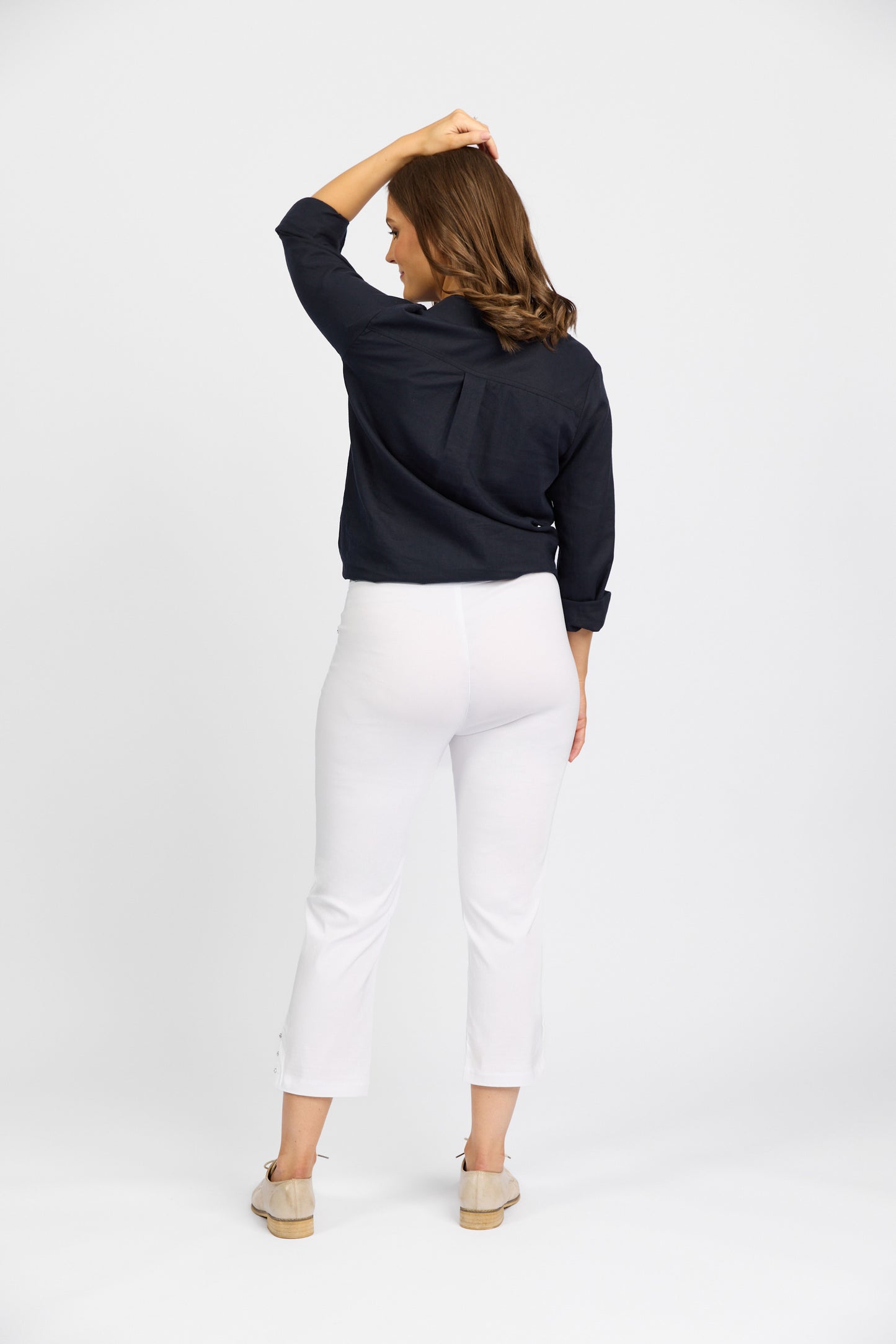 Macjays - Mercy Crop Pant with Diamantes in Faille - White - M6245