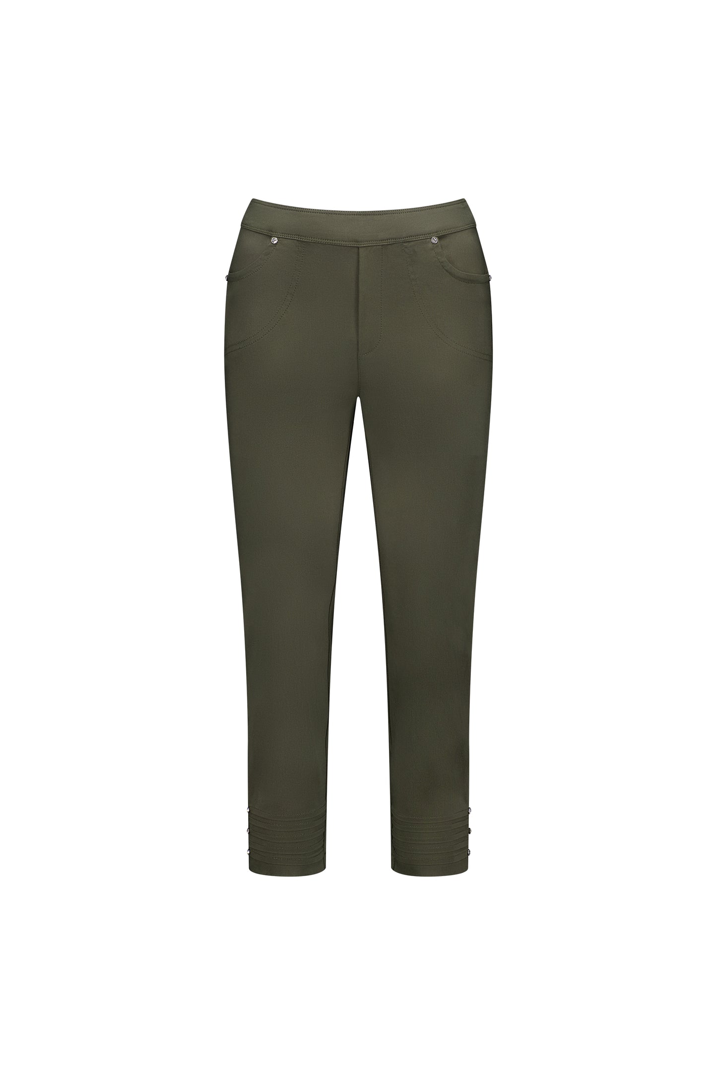 Macjays - Mercy Crop Pant with Diamantes in Faille - Khaki - M6245