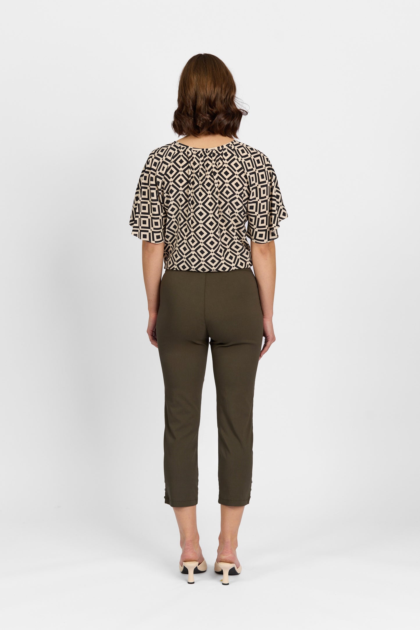 Macjays - Mercy Crop Pant with Diamantes in Faille - Khaki - M6245