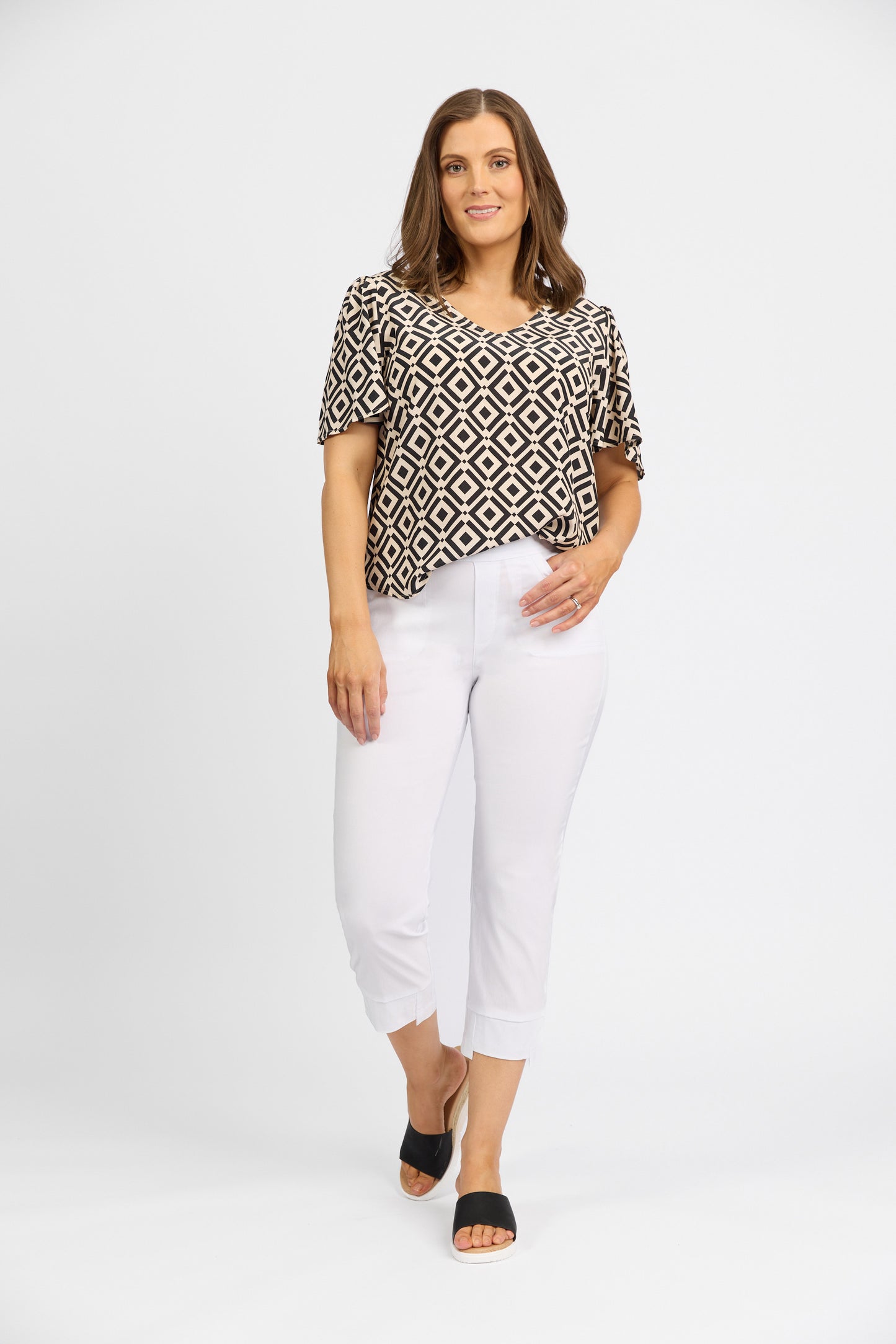 Macjays - Roam Crop Faille pant - White- M6515