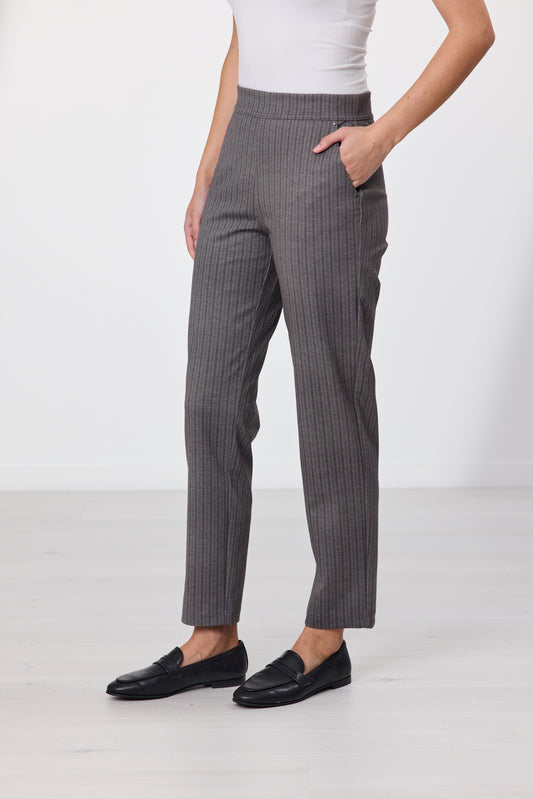 Owen Ponti Pant - Latte Herringbone Print