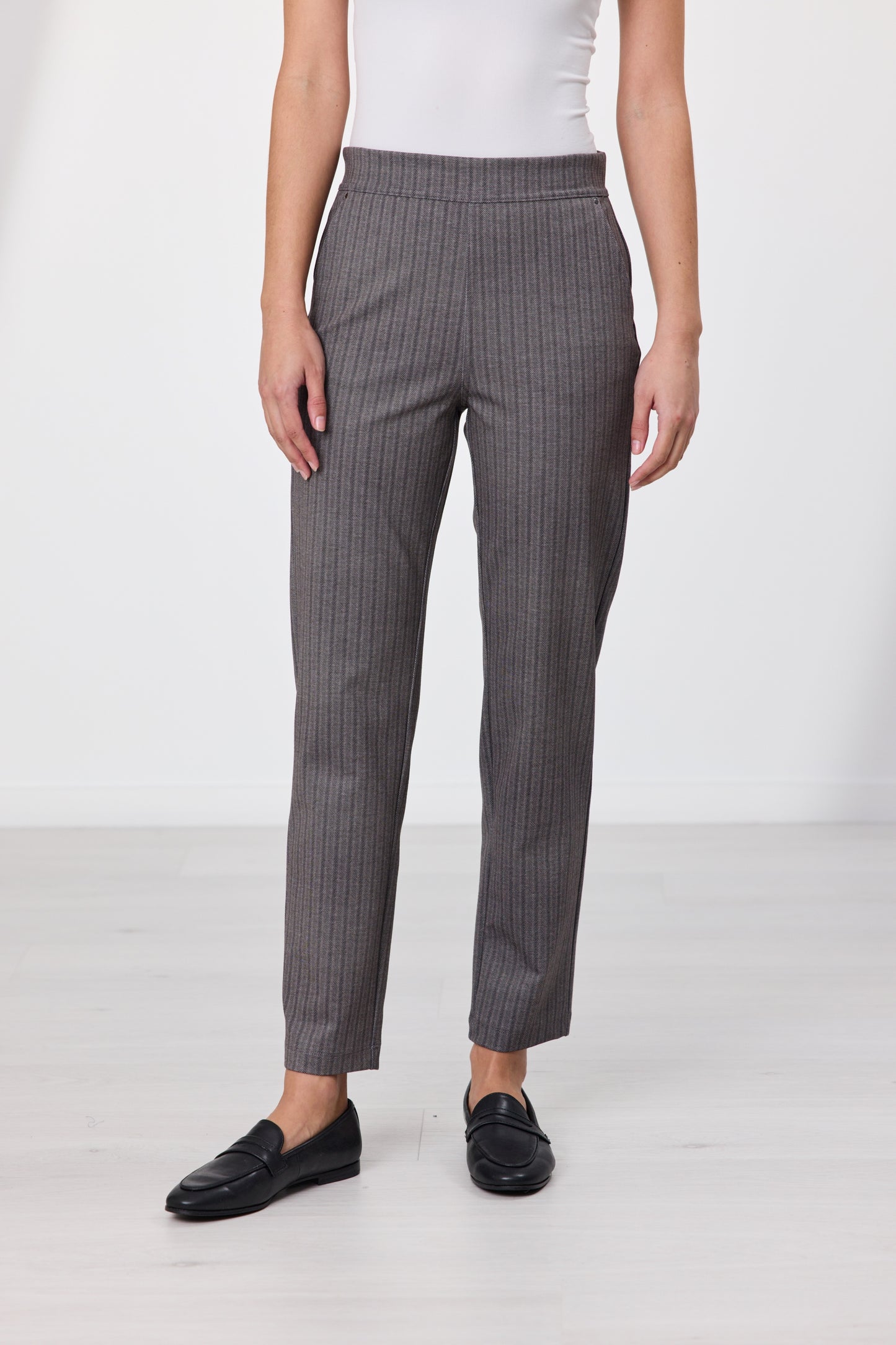 Owen Ponti Pant - Latte Herringbone Print
