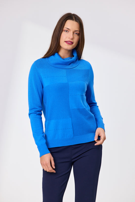 Ollie Roll Neck Merino Jumper - Bright Blue