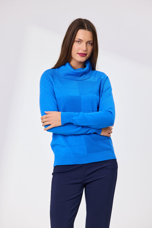 Ollie Roll Neck Merino Jumper - Bright Blue