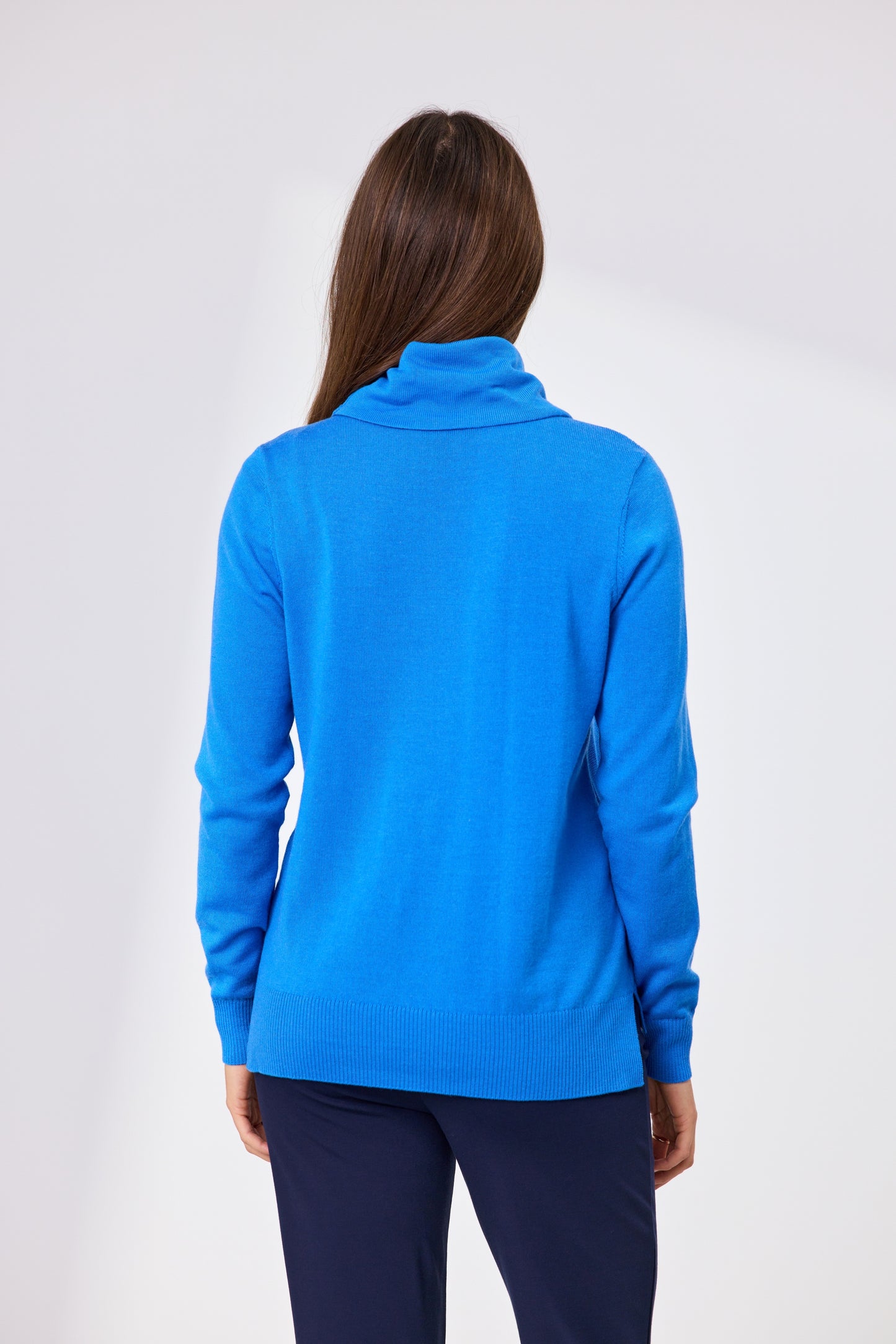 Ollie Roll Neck Merino Jumper - Bright Blue