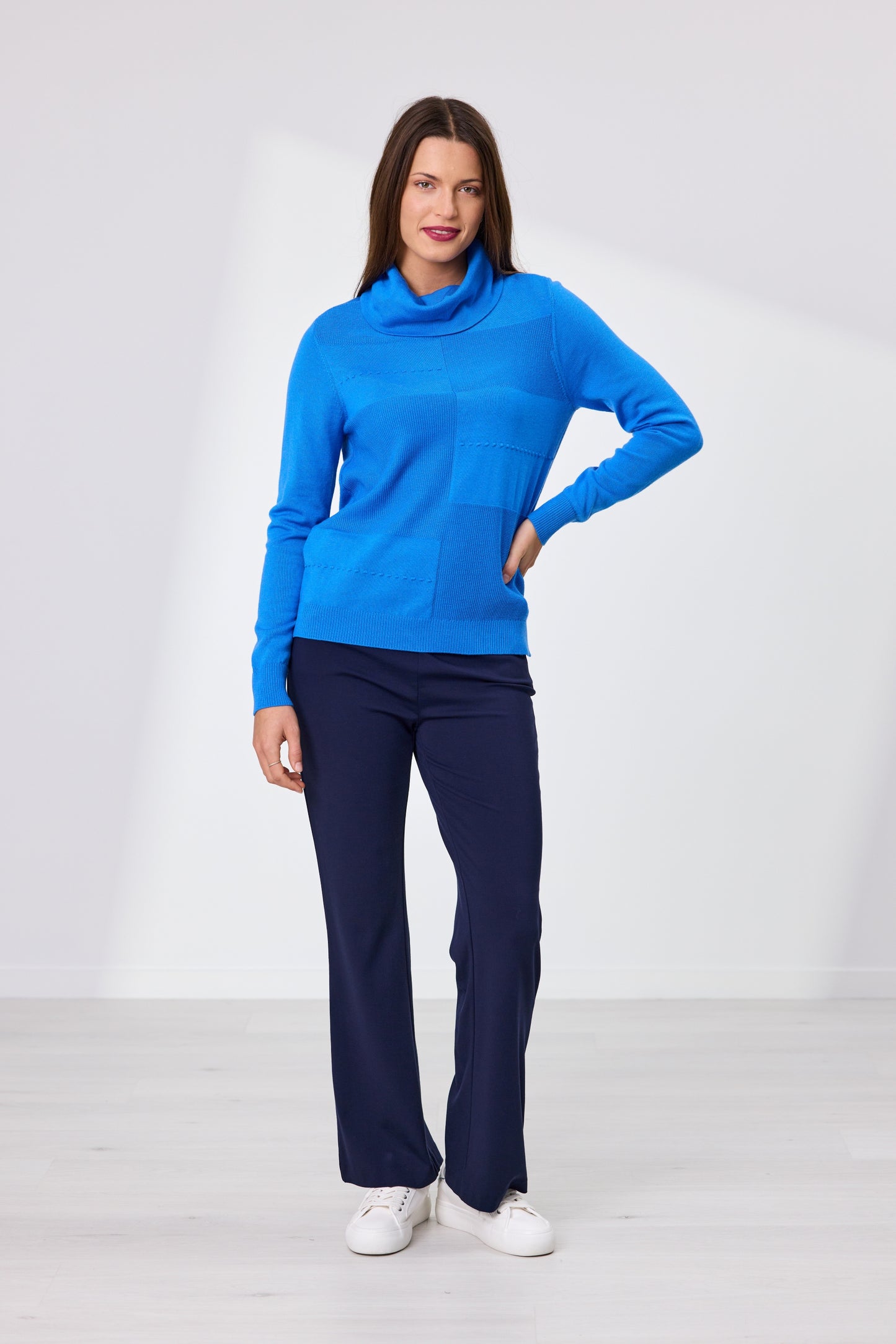 Ollie Roll Neck Merino Jumper - Bright Blue