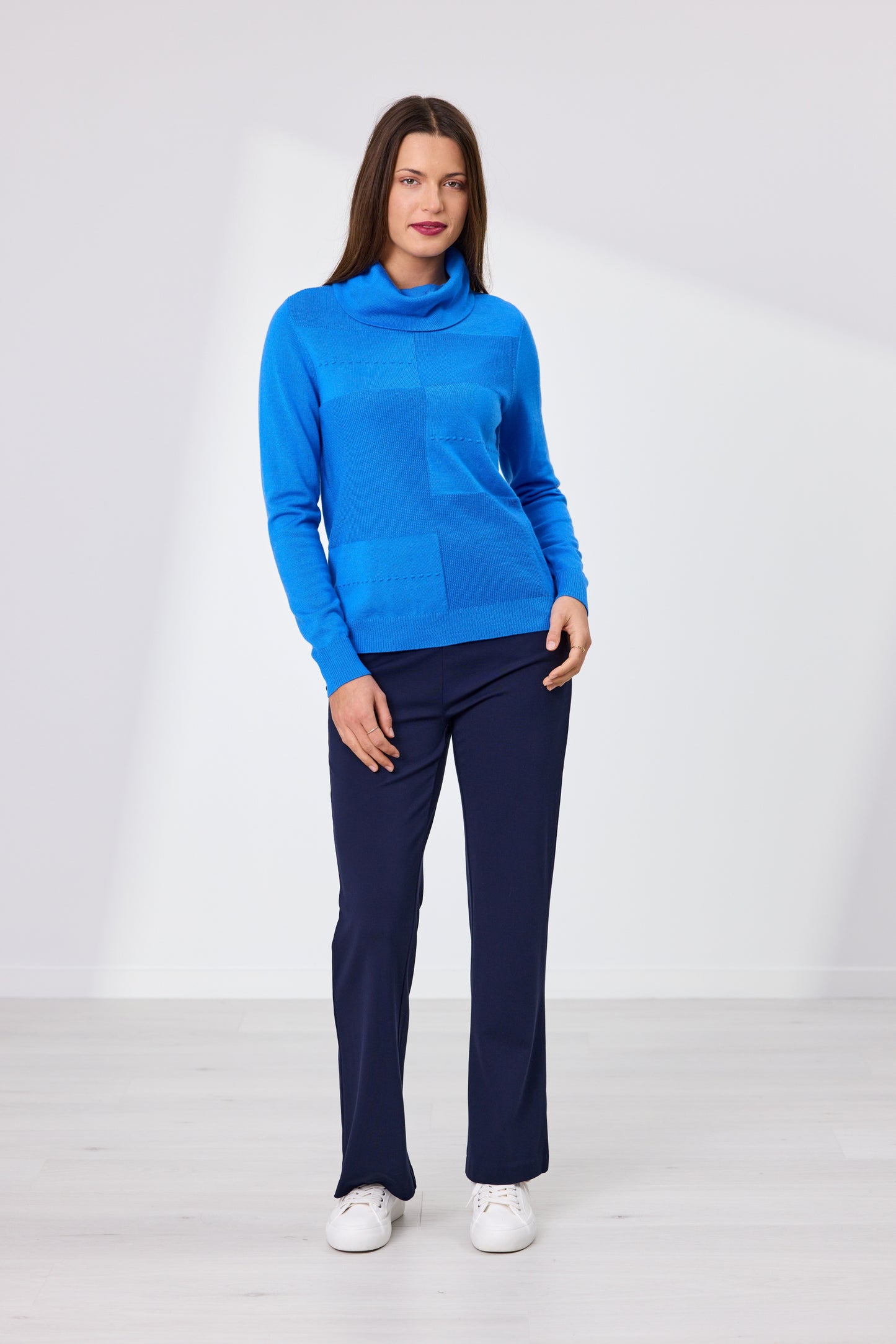 Ollie Roll Neck Merino Jumper - Bright Blue