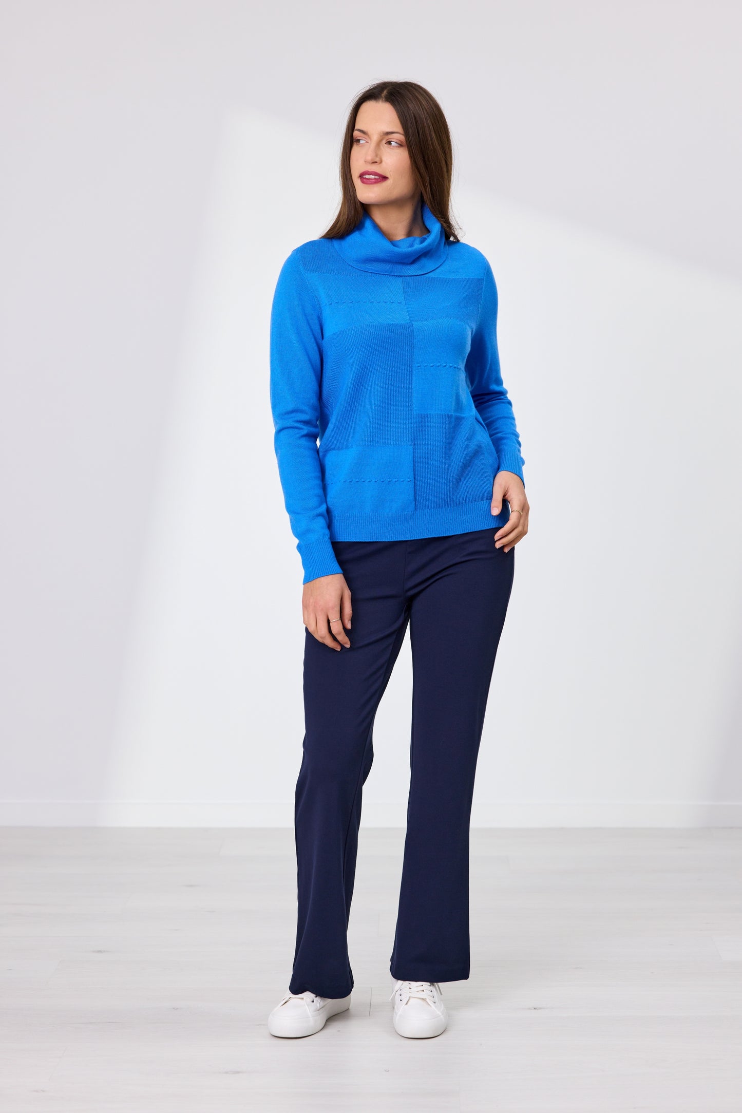 Ollie Roll Neck Merino Jumper - Bright Blue