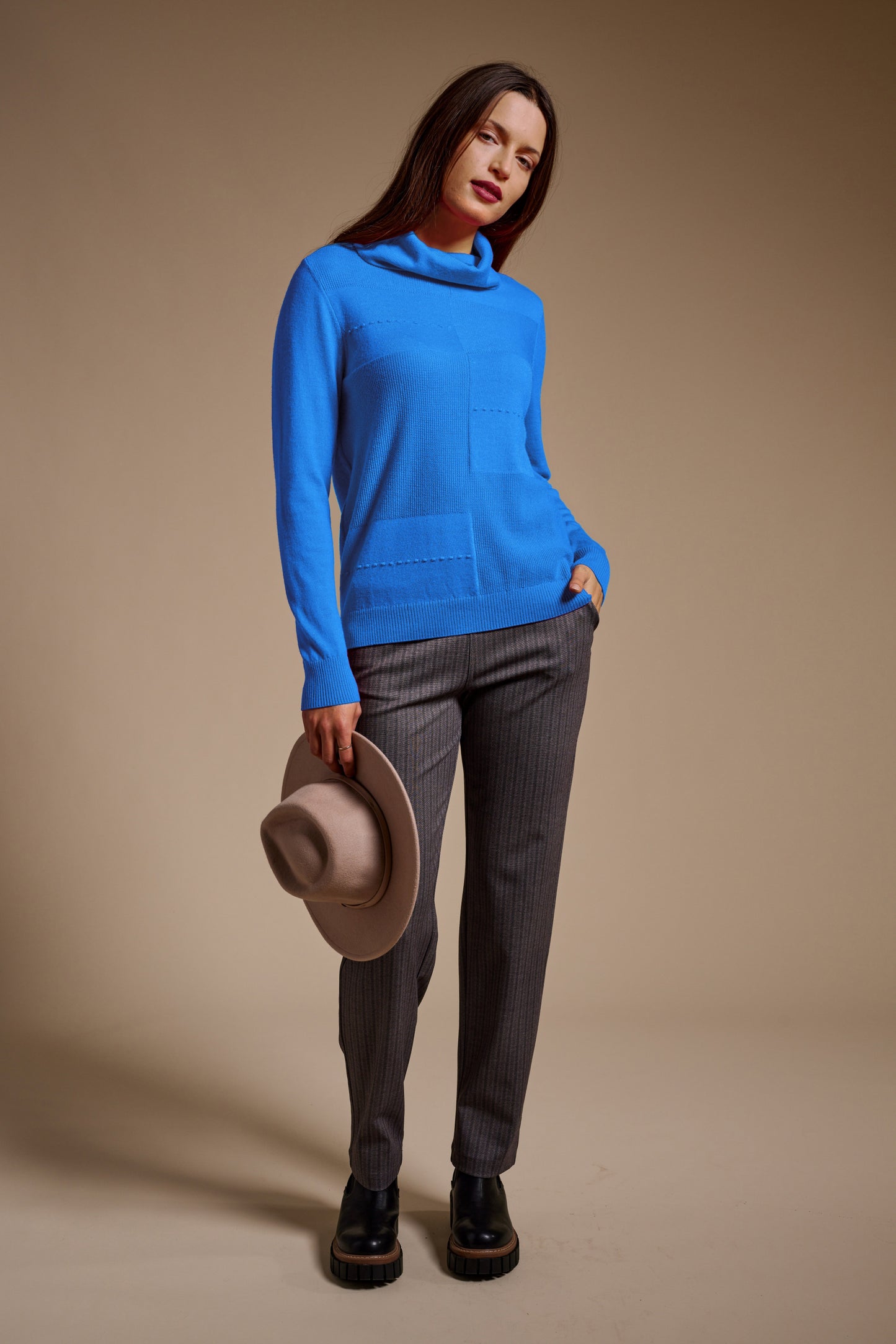 Ollie Roll Neck Merino Jumper - Bright Blue