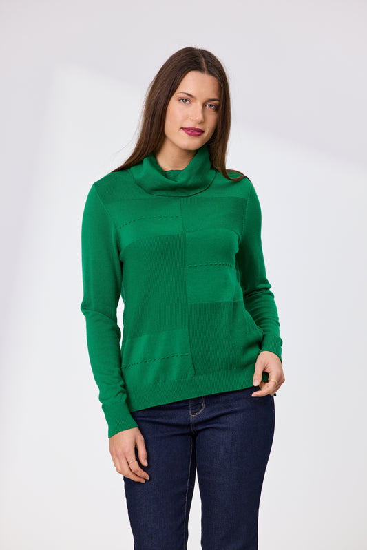 Ollie Roll Neck Merino Jumper - Emerald